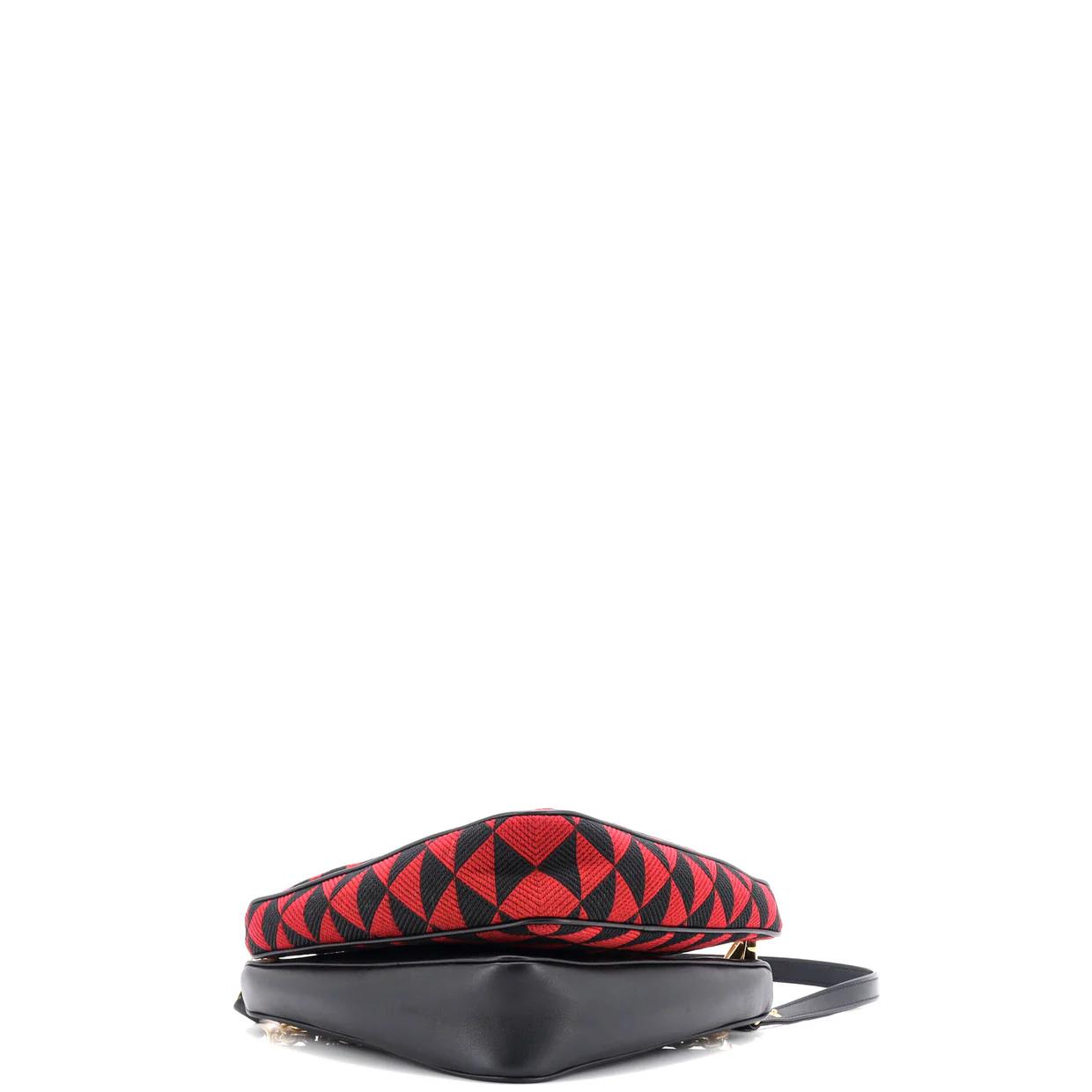 Double Symbole Triangle Bag Leather and Jacquard Mini - Deep Luxury