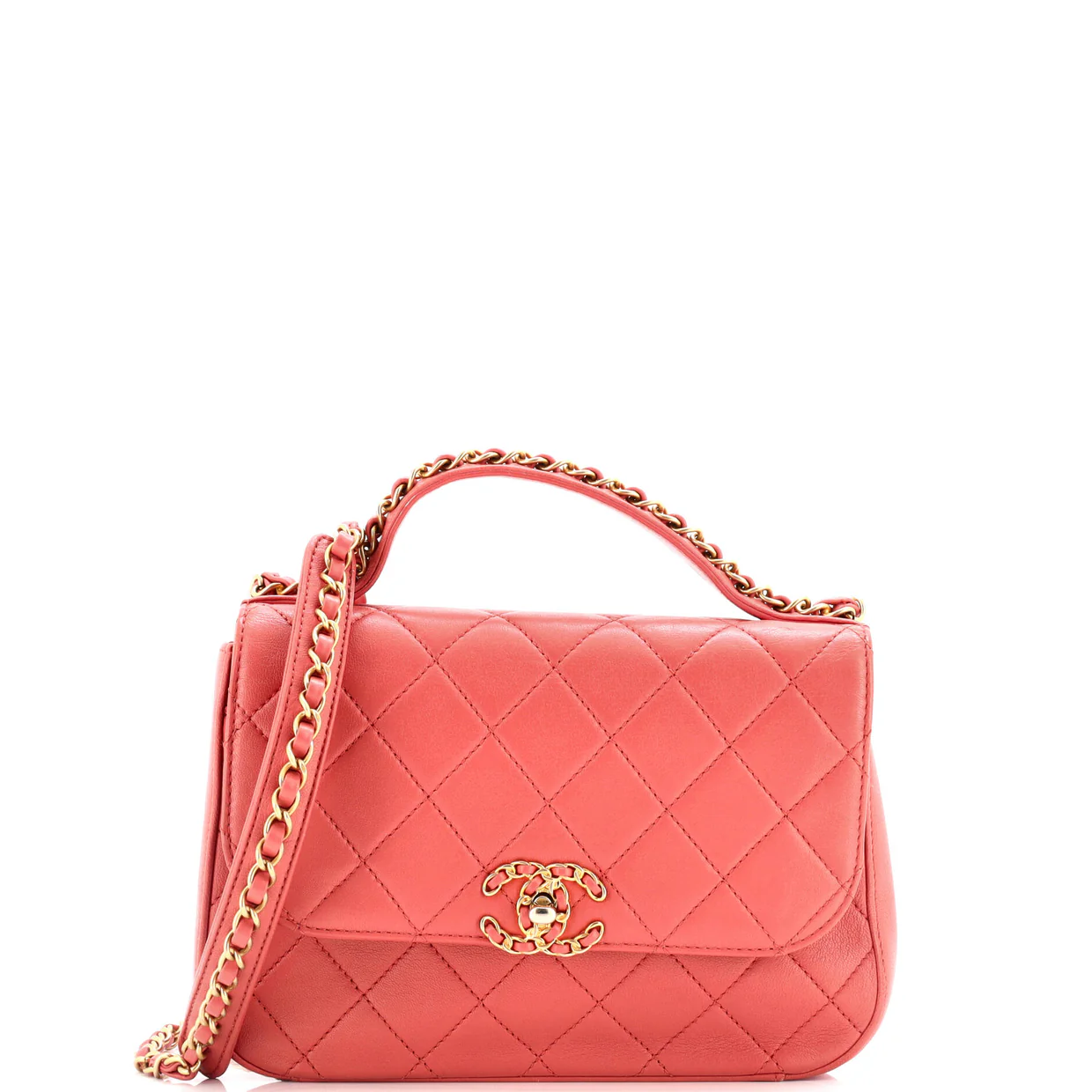 Chain Infinity Top Handle Bag Quilted Lambskin Small - Deep Luxury