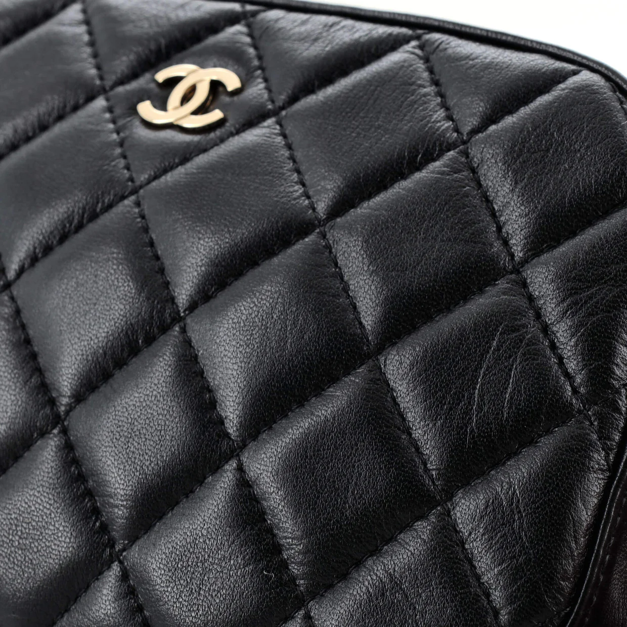 Zip Around Chain Camera Case Quilted Lambskin Mini - Deep Luxury