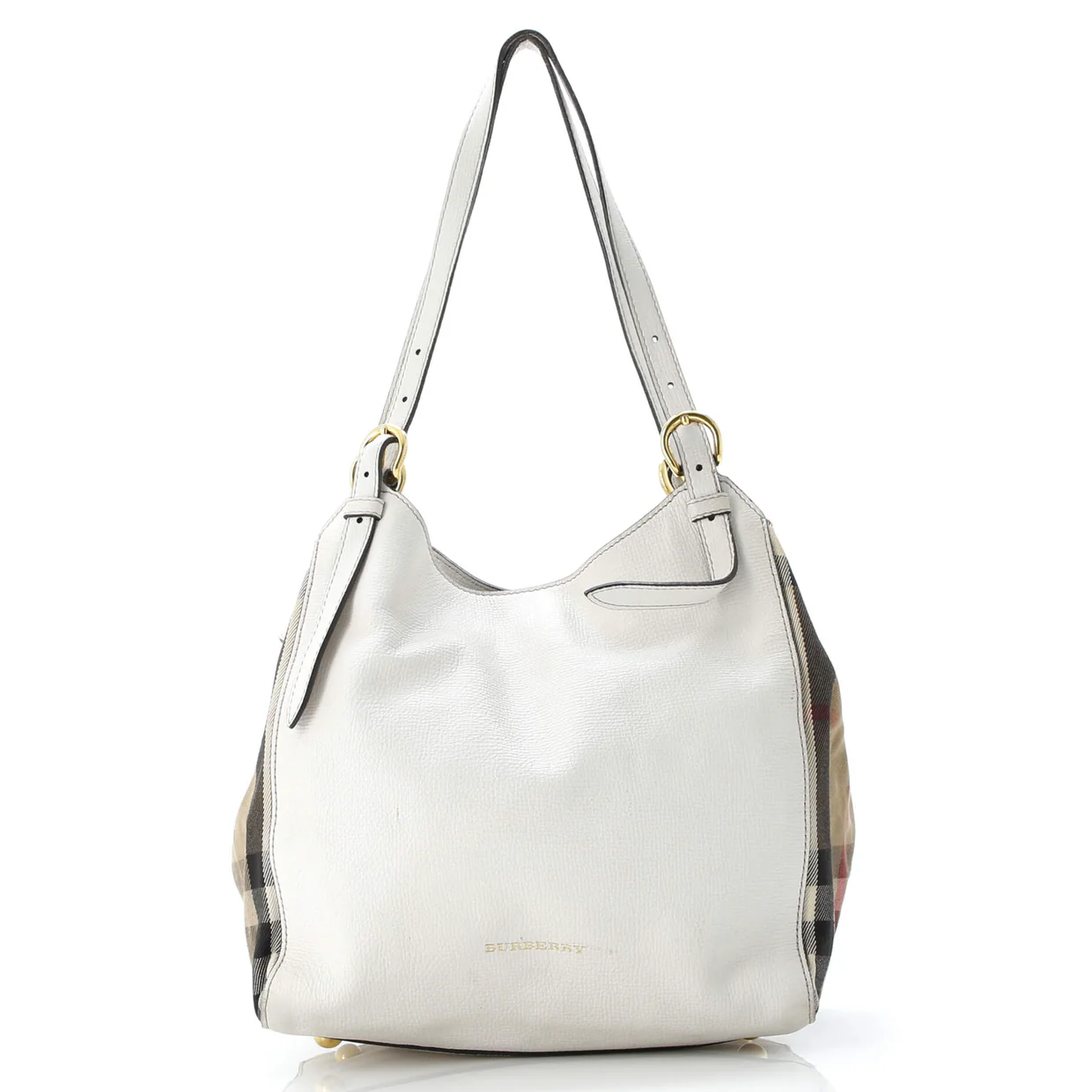 Canterbury Tote Leather and House Check Canvas Small - Deep Luxury