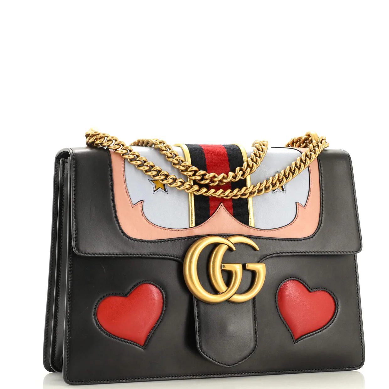 Web Heart GG Marmont Chain Shoulder Bag Leather Medium - Deep Luxury