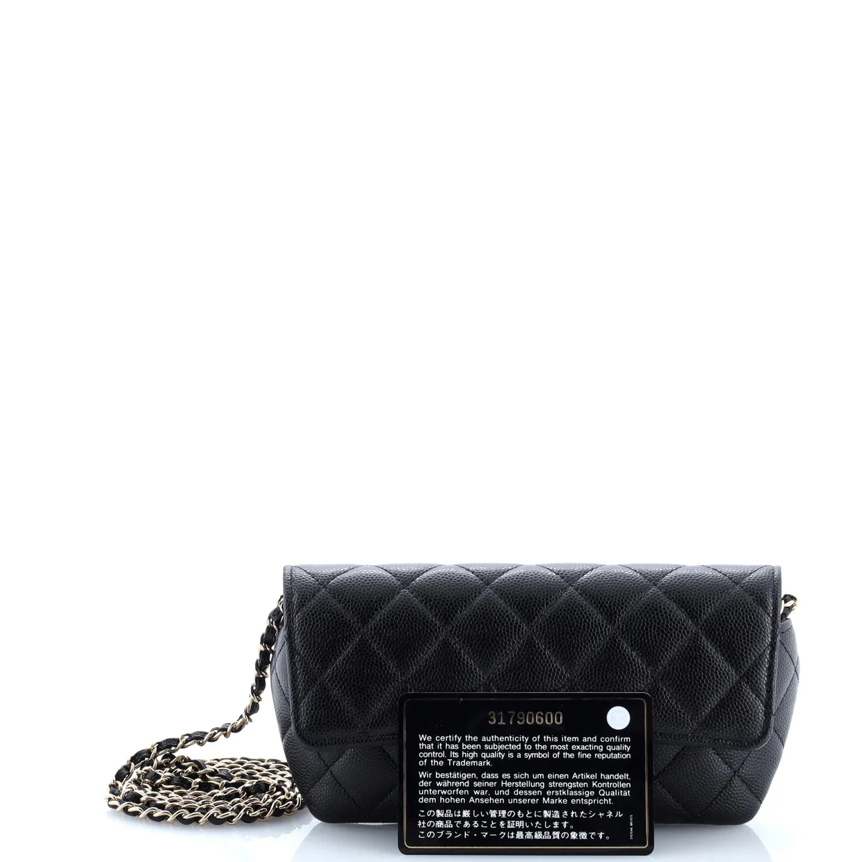 Classic Sunglasses Case with Chain Quilted Caviar - Deep Luxury