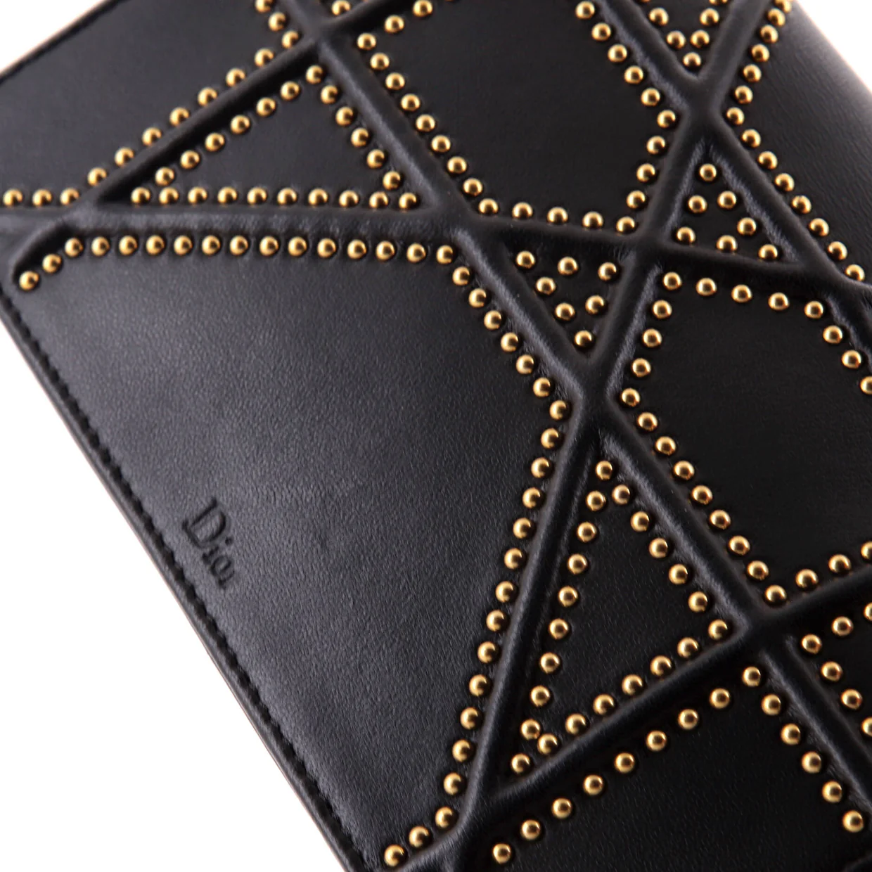 Diorama Wallet on Chain Studded Leather - Deep Luxury