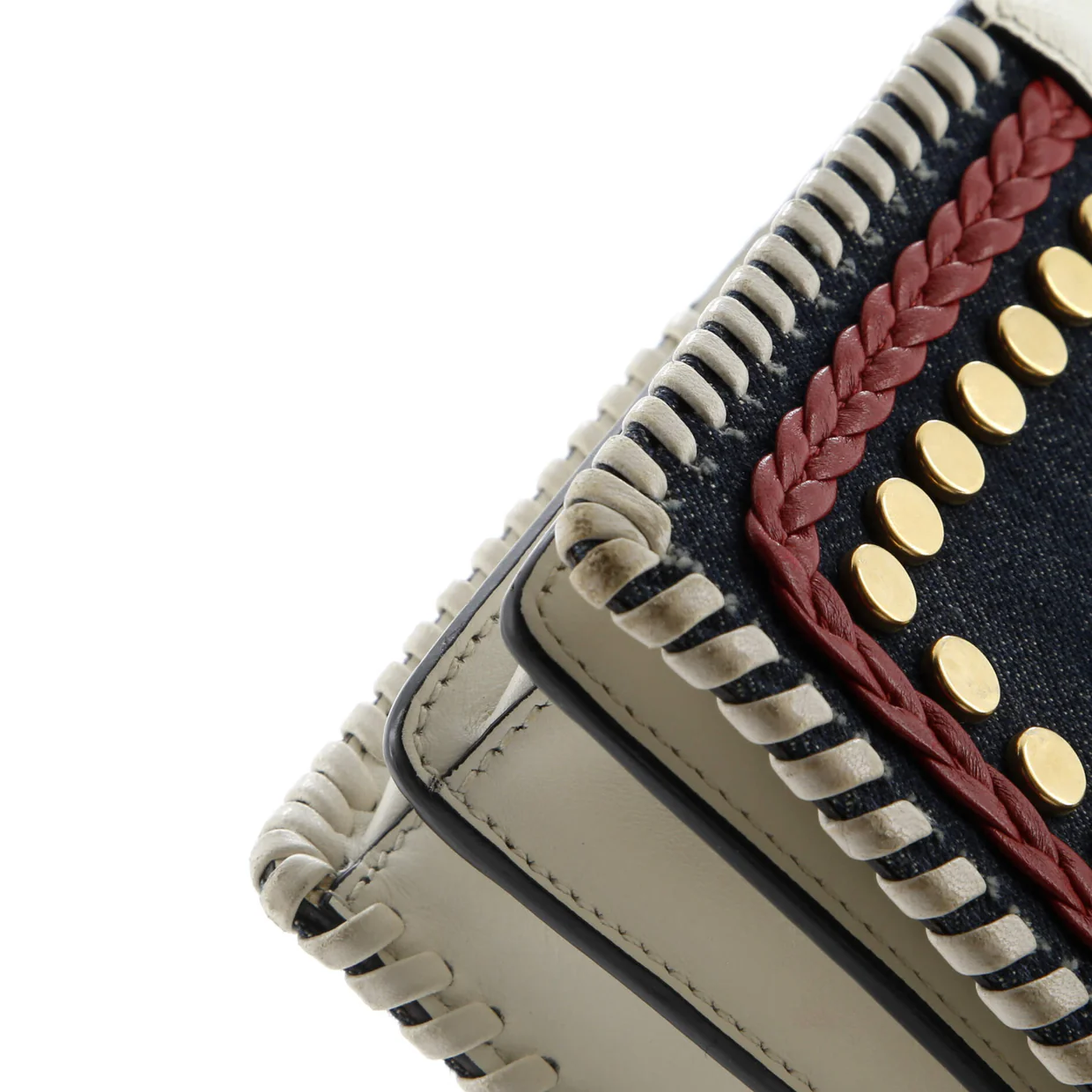 Cahier Crossbody Bag Embellished Denim and Leather Small - Deep Luxury