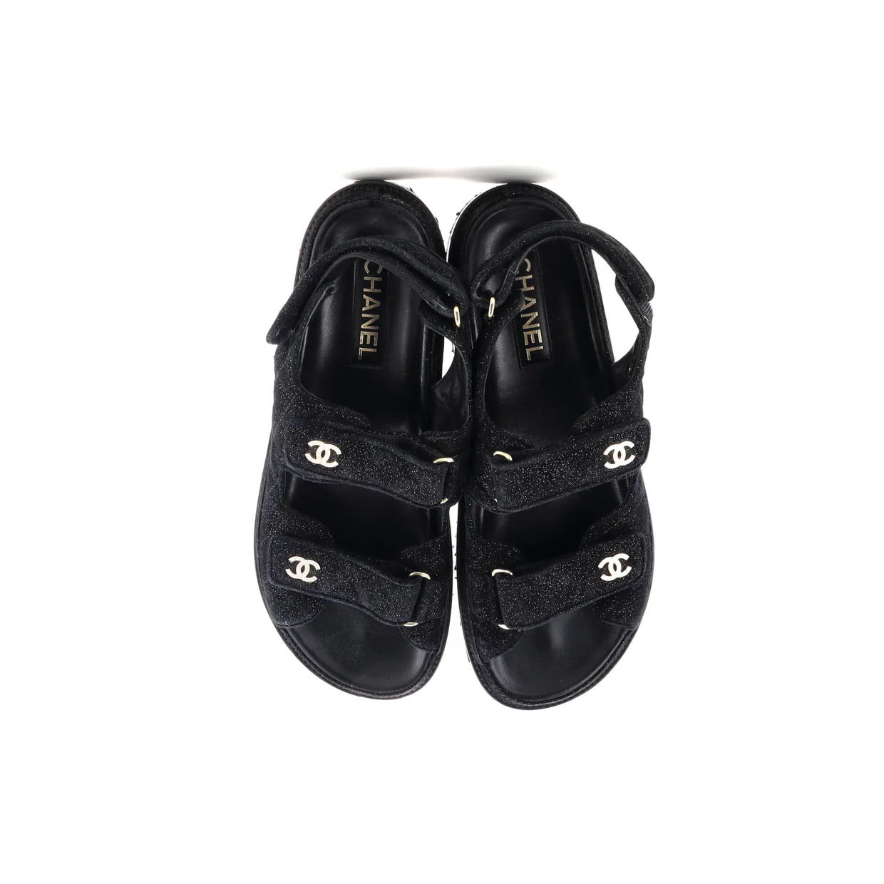 Women's Velcro Dad Sandals Quilted Glitter Suede - Deep Luxury