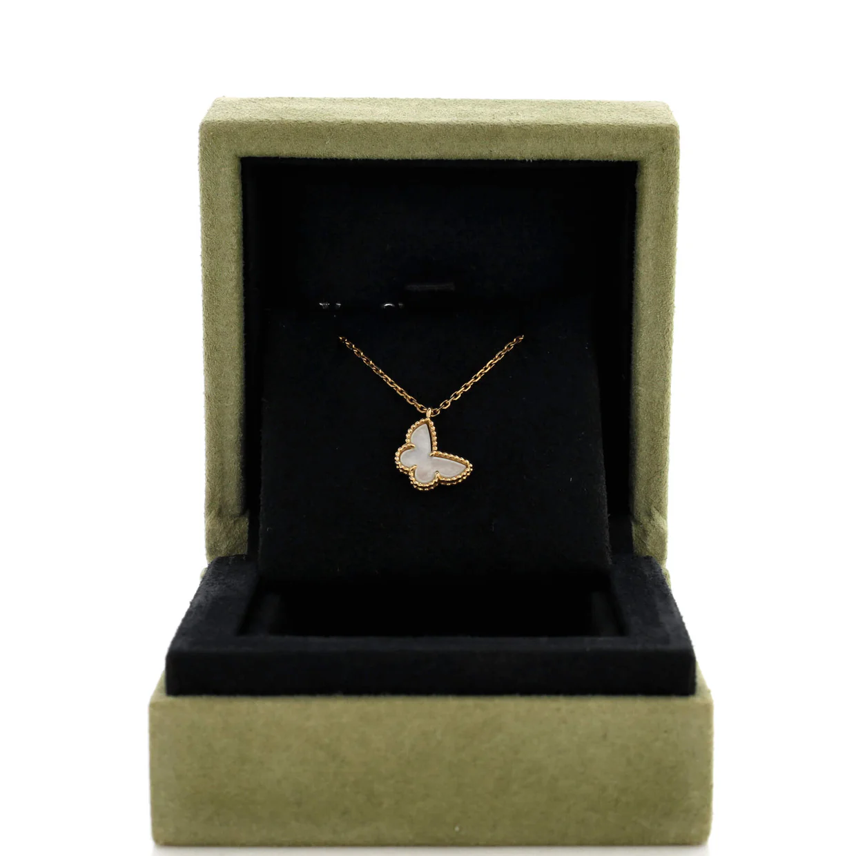 Sweet Alhambra Butterfly Pendant Necklace 18K Yellow Gold and Mother of Pearl - Deep Luxury