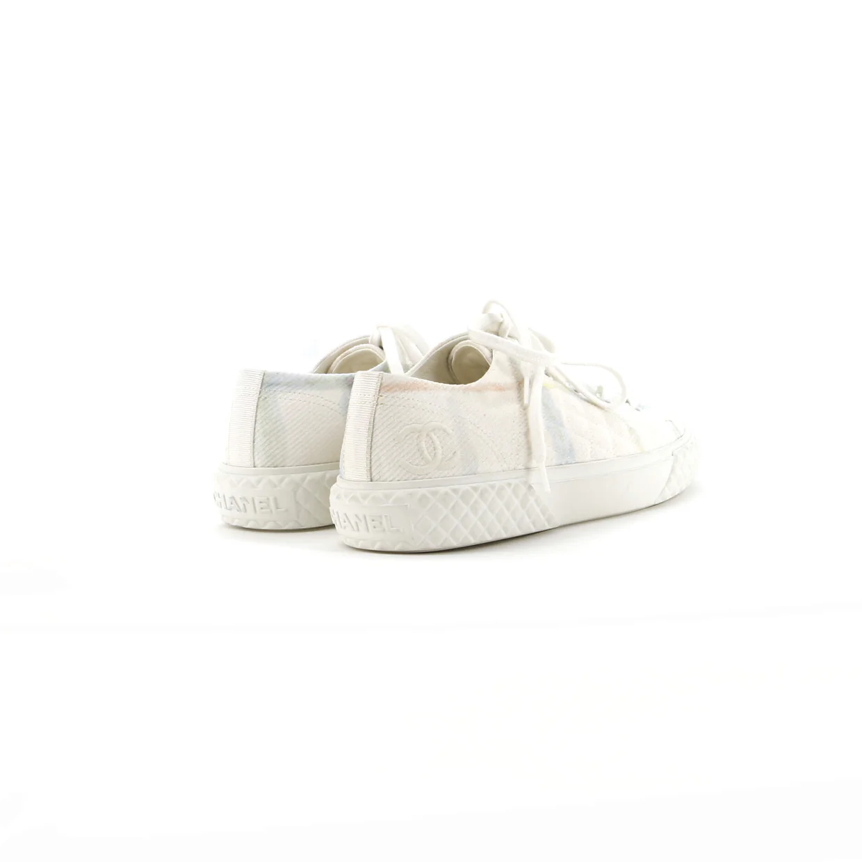 Women's CC Lace Up Sneakers Printed Quilted Canvas - Deep Luxury
