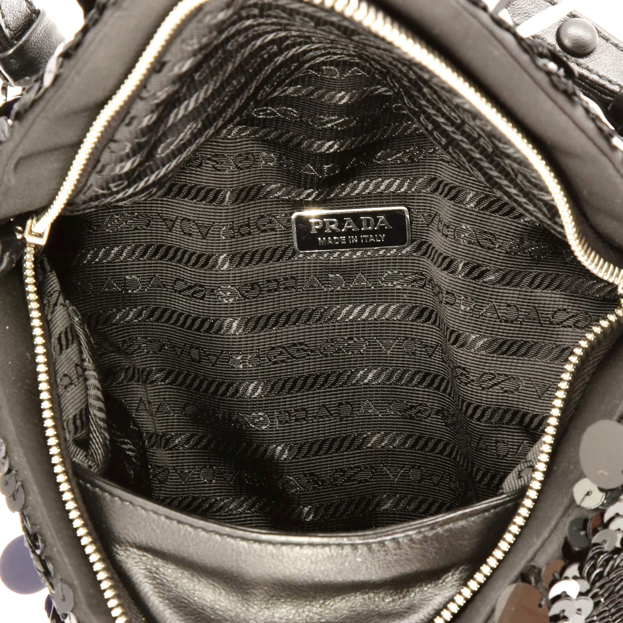 Triangle Convertible Zip Handbag Sequin with Leather - Deep Luxury