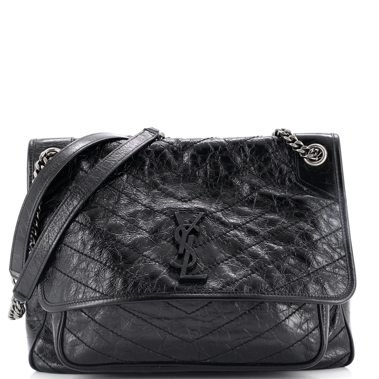 Niki Chain Flap Bag Matelasse Chevron Leather Large - Deep Luxury