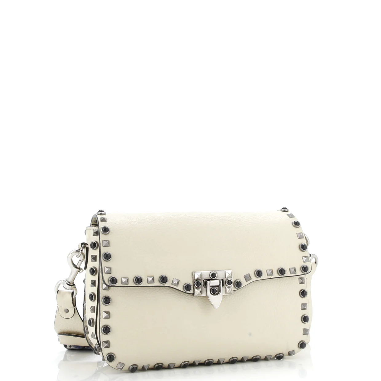 Rolling Rockstud Crossbody Bag Leather with Cabochons Medium - Deep Luxury