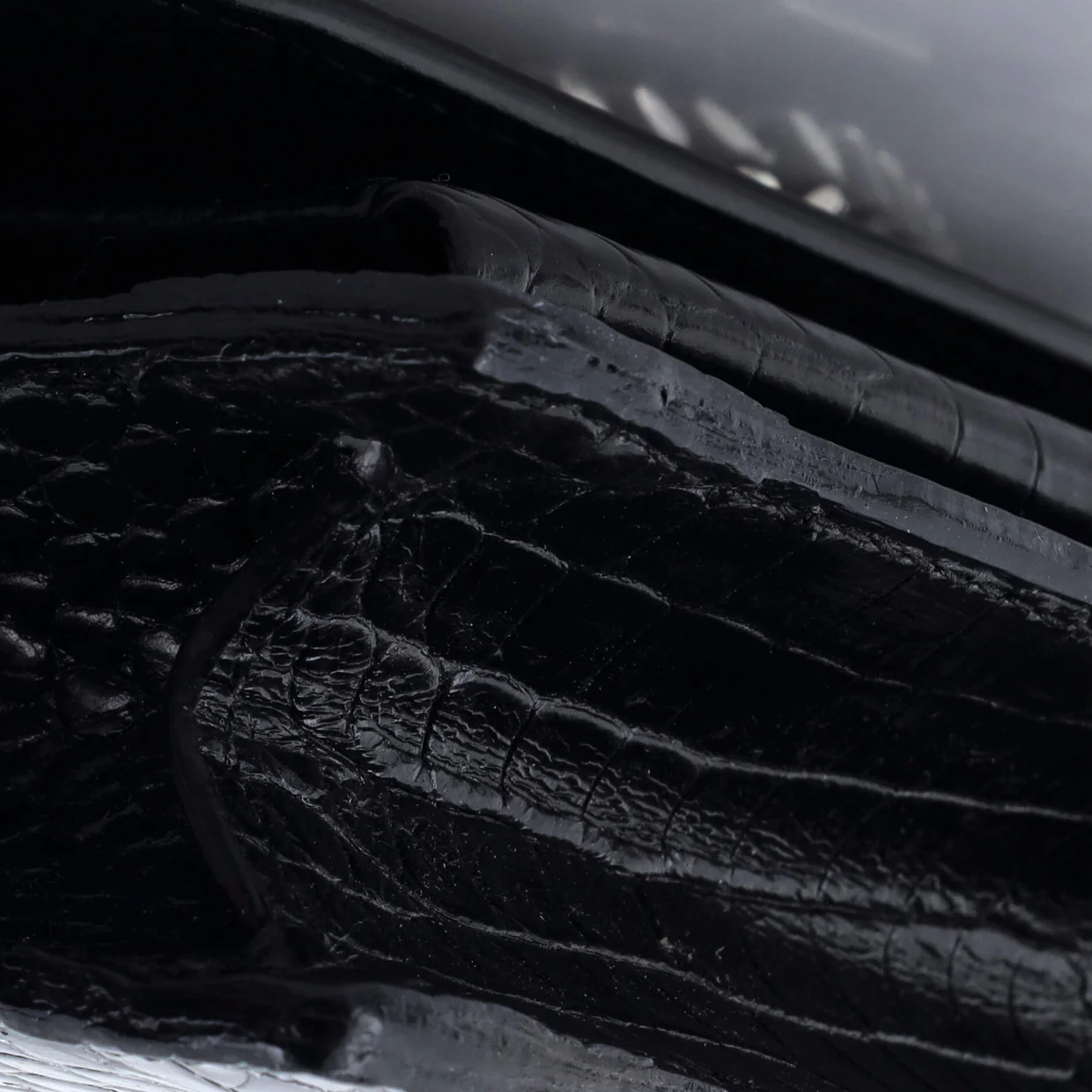 Sunset Chain Wallet Crocodile Embossed Leather - Deep Luxury