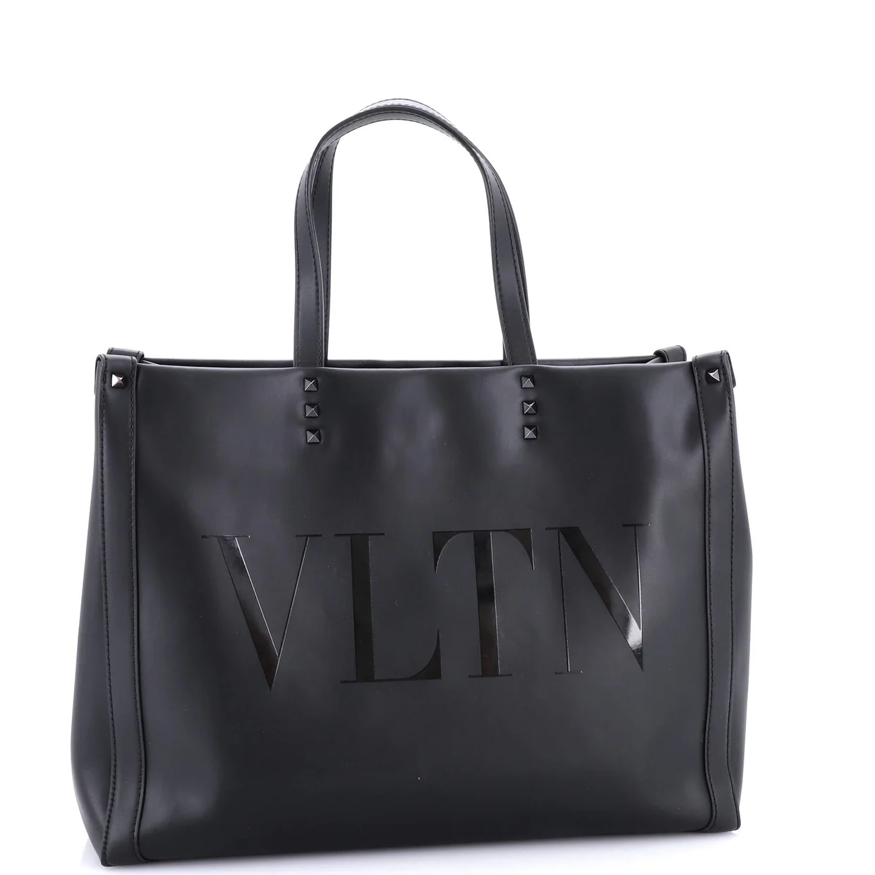 VLTN Rockstud Shopping Tote Embroidered Leather Large - Deep Luxury