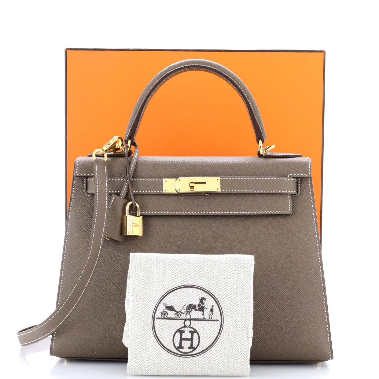 Kelly Handbag Grey Epsom with Gold Hardware 28 - Deep Luxury