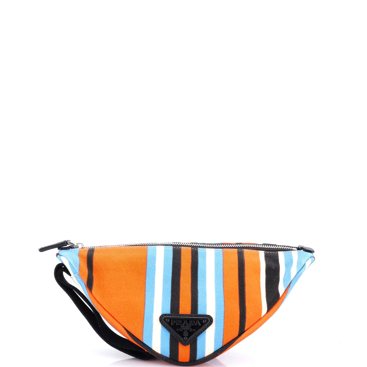 Triangle Logo Zip Crossbody Bag Printed Canvas Large - Deep Luxury