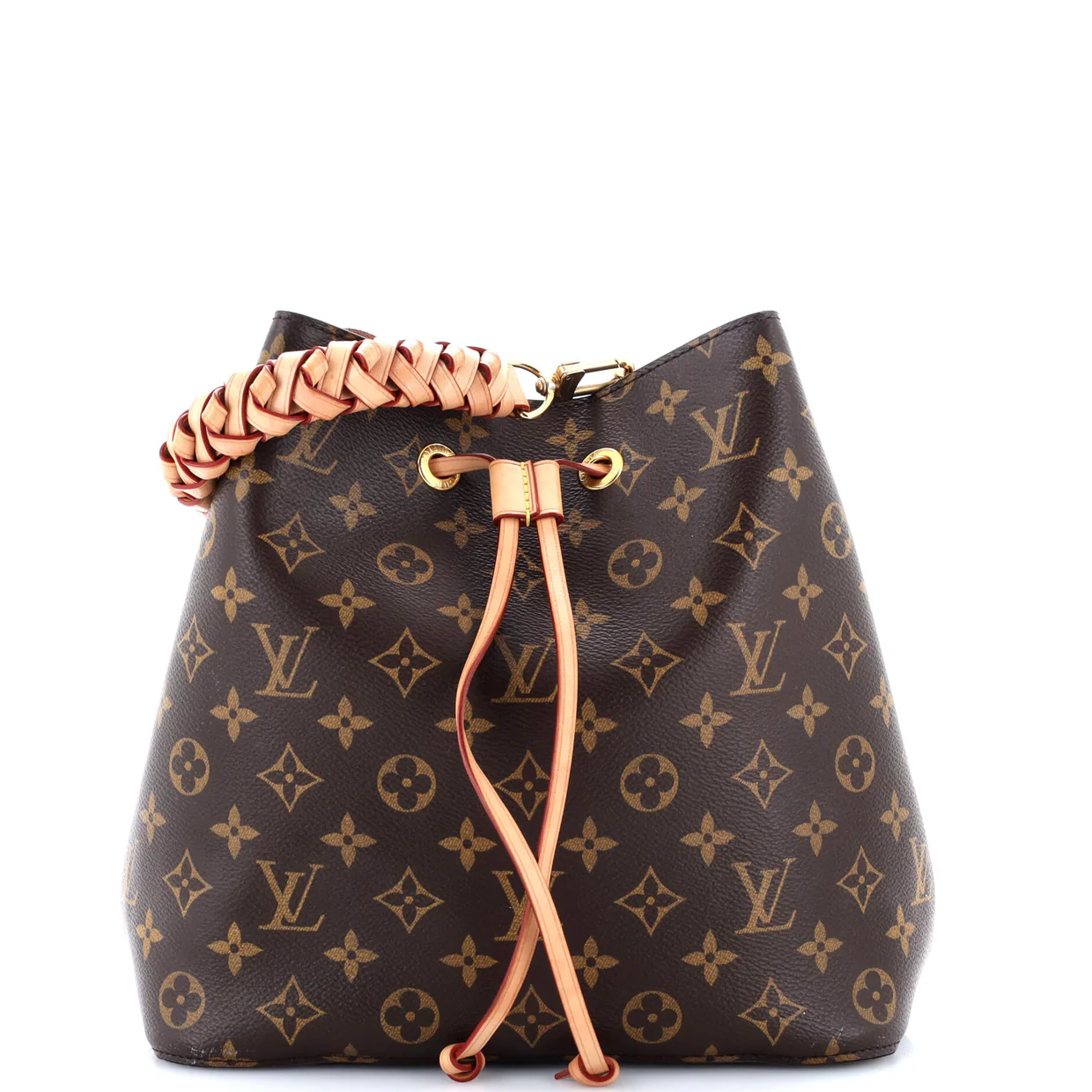 Braided Handle NeoNoe Handbag Monogram Canvas with Leather MM - Deep Luxury