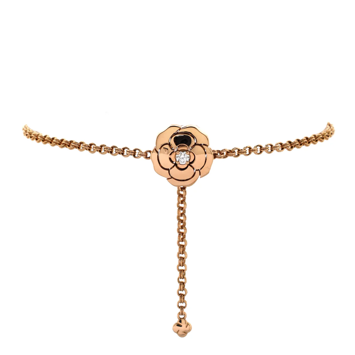 Camellia Chain Bracelet 18K Rose Gold with Diamond - Deep Luxury