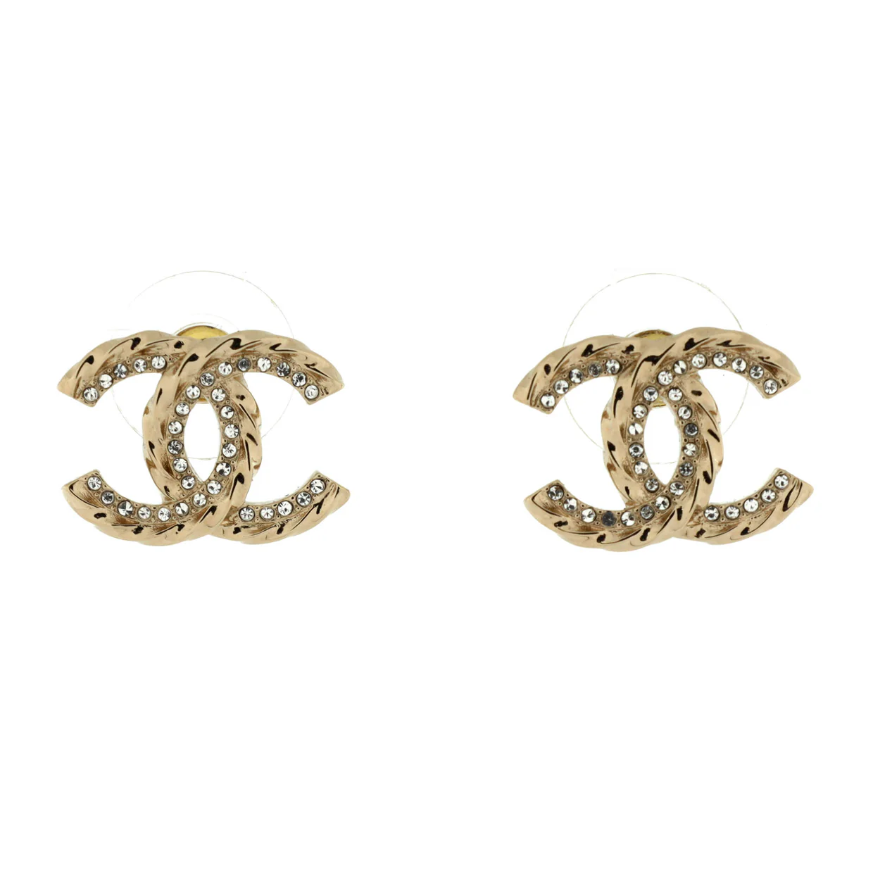 CC Stud Earrings Metal with Crystals - Deep Luxury