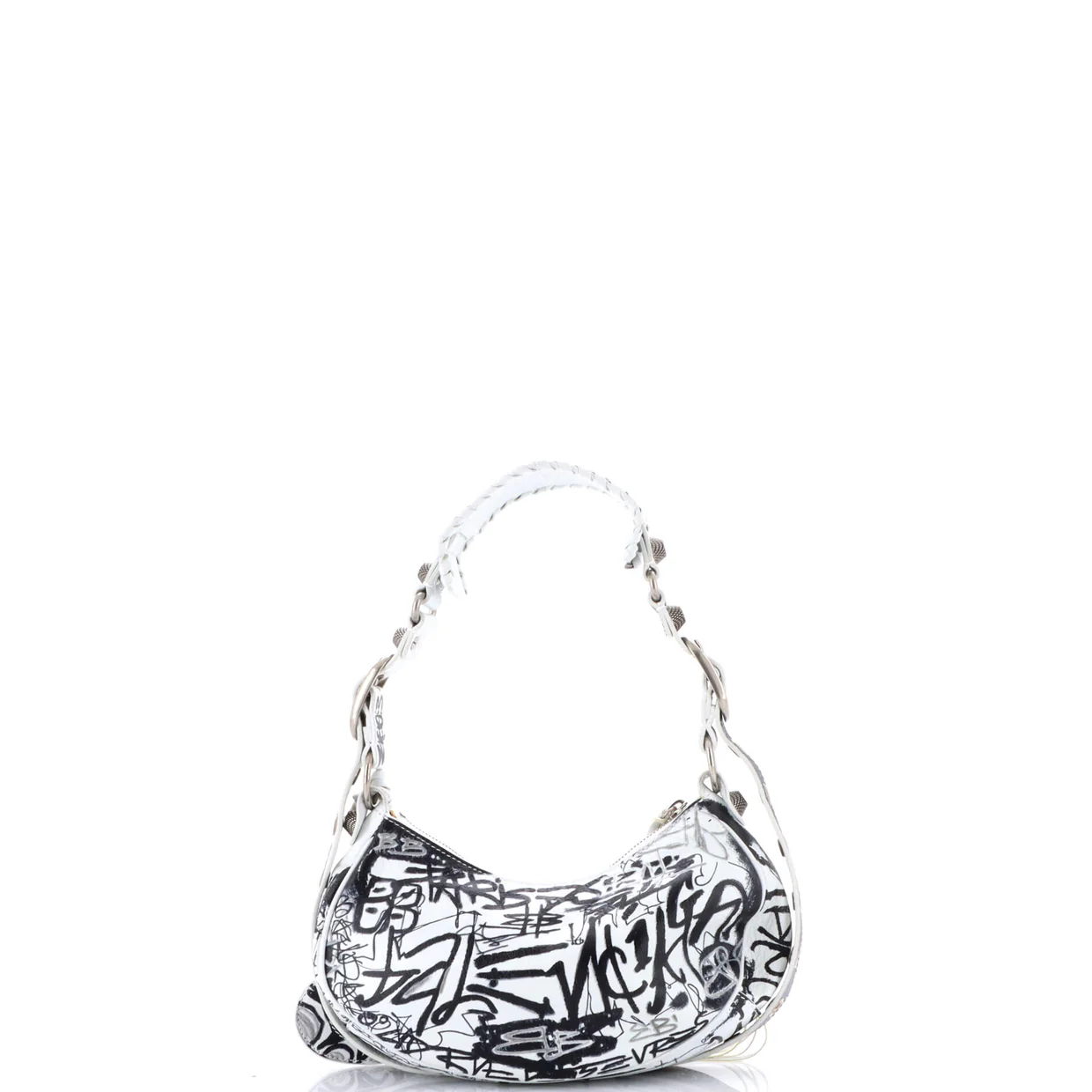 Le Cagole Graffiti Giant Studs Shoulder Bag Leather XS - Deep Luxury