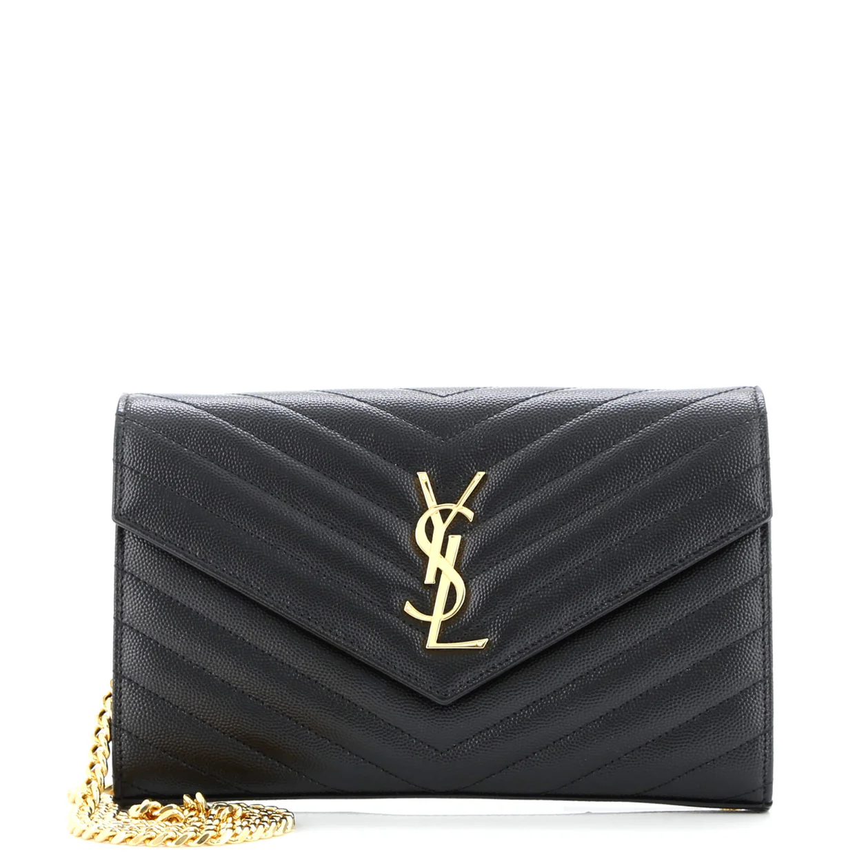 Classic Monogram Wallet on Chain Matelasse Chevron Leather Medium - Deep Luxury