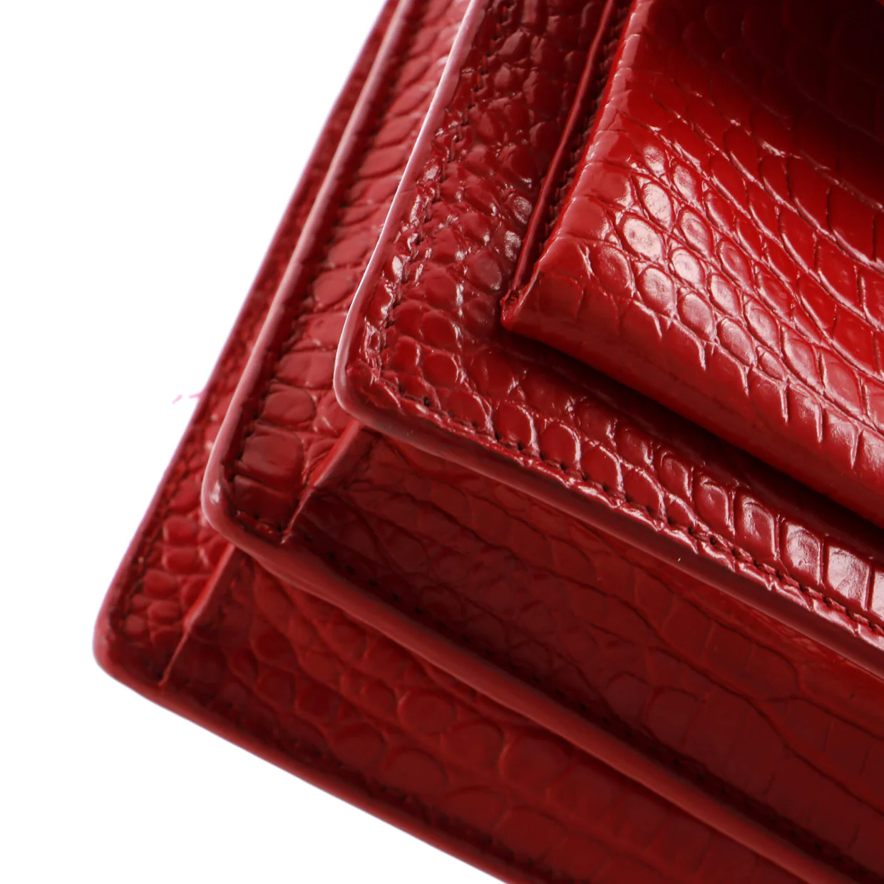 Sunset Crossbody Bag Crocodile Embossed Leather Medium - Deep Luxury