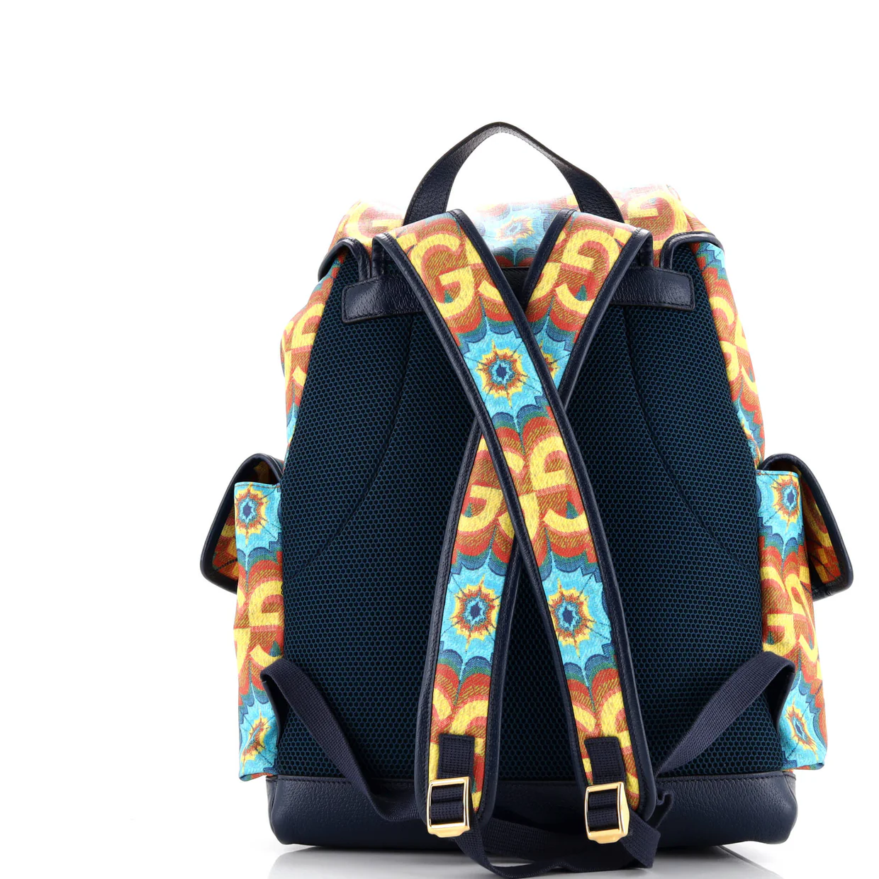 Double Pocket Belt Backpack Kaleidoscope Print GG Coated Canvas Large - Deep Luxury