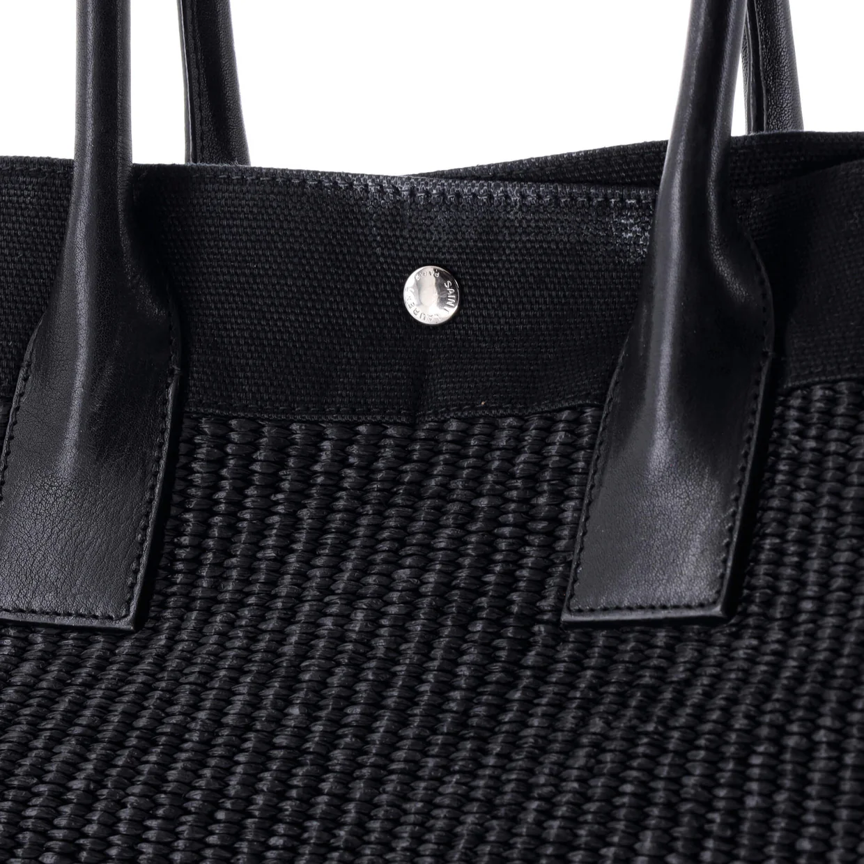 Rive Gauche Shopper Tote Raffia with Canvas Large - Deep Luxury