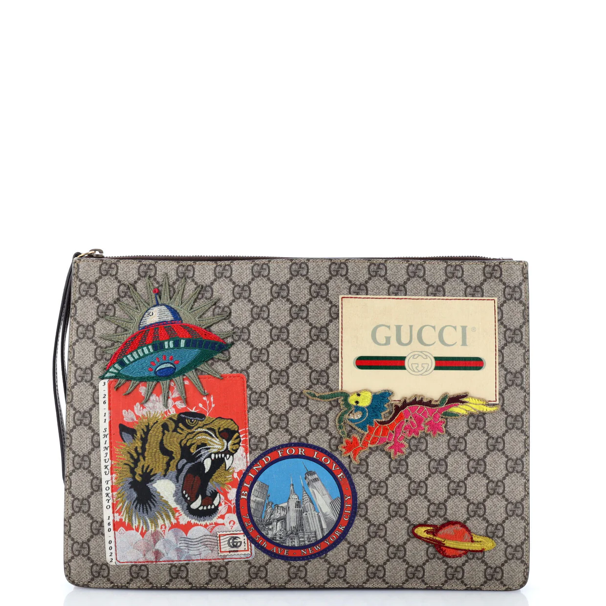 Courrier Messenger Bag GG Coated Canvas with Applique - Deep Luxury