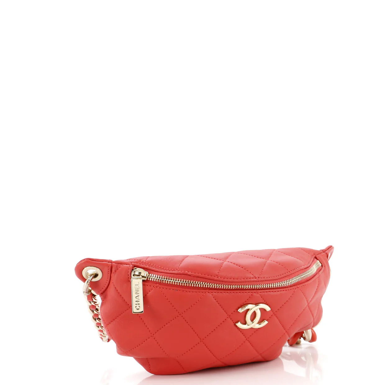 Resin Elegant Chain Belt Bag Quilted Lambskin - Deep Luxury