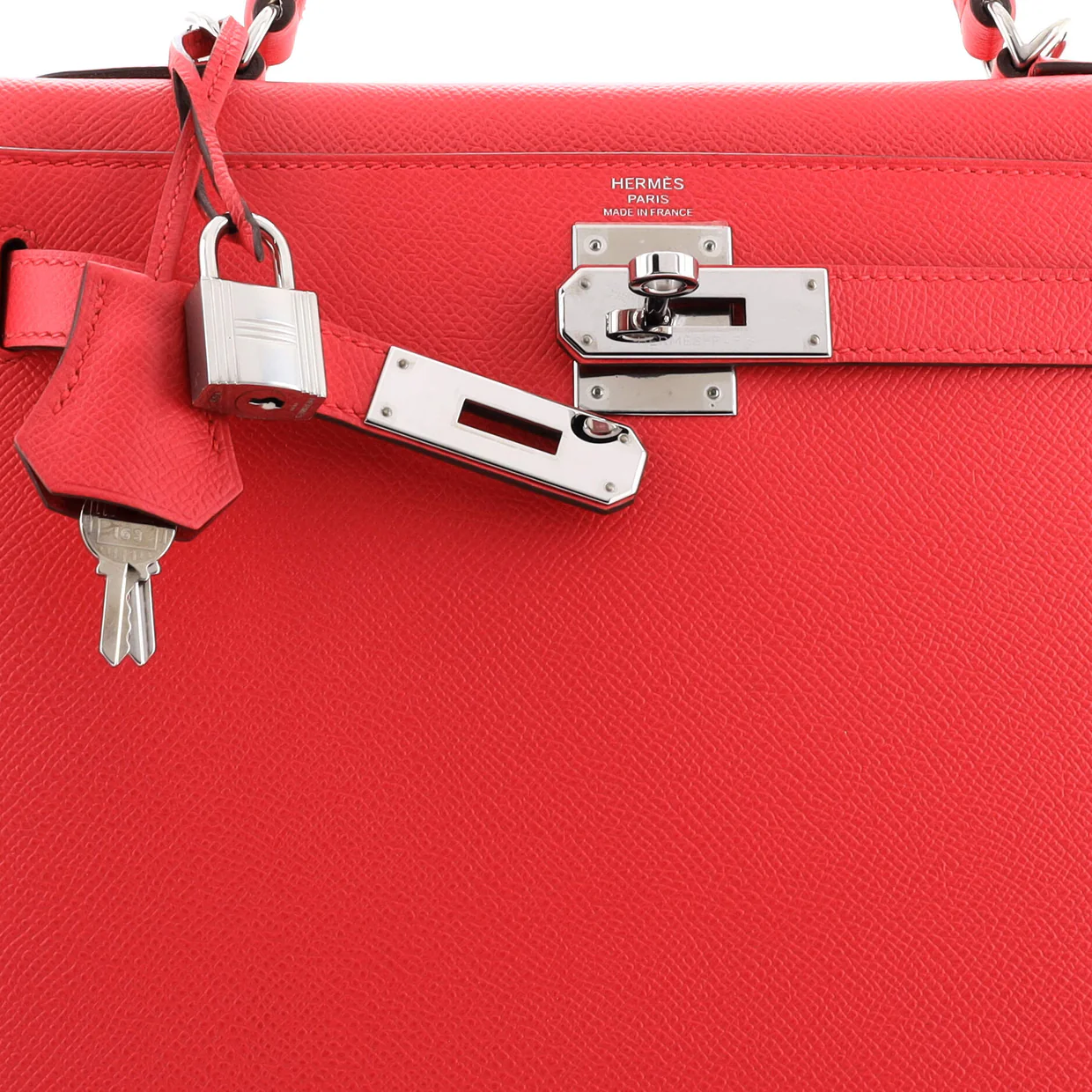 Kelly Handbag Framboise Epsom with Palladium Hardware 28 - Deep Luxury