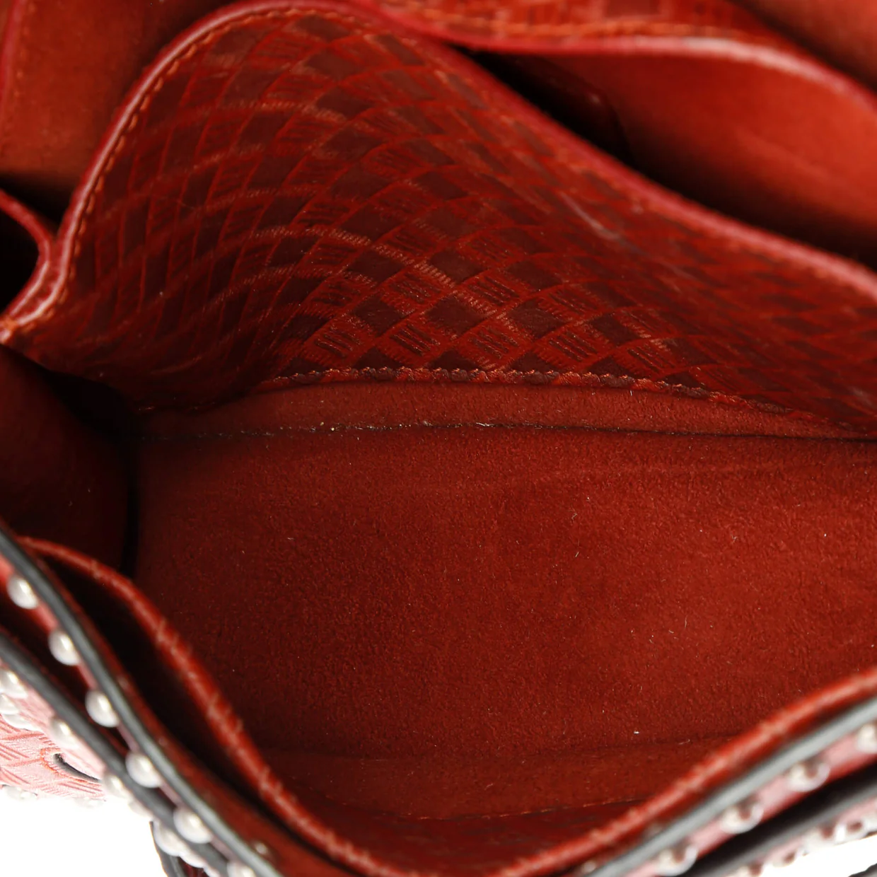 J'Adior Flap Bag Studded Embossed Leather Medium - Deep Luxury