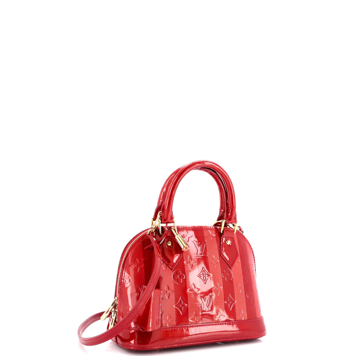 Alma Handbag Limited Edition Monogram Vernis Rayures BB - Deep Luxury