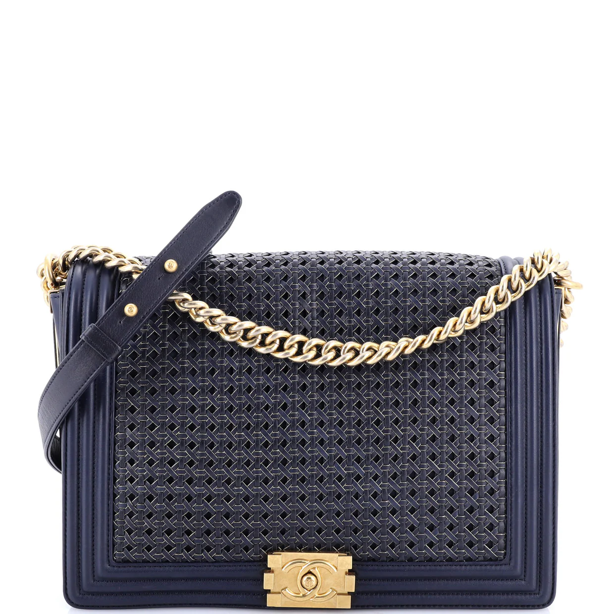 Boy Flap Bag Braided Sheepskin Large - Deep Luxury