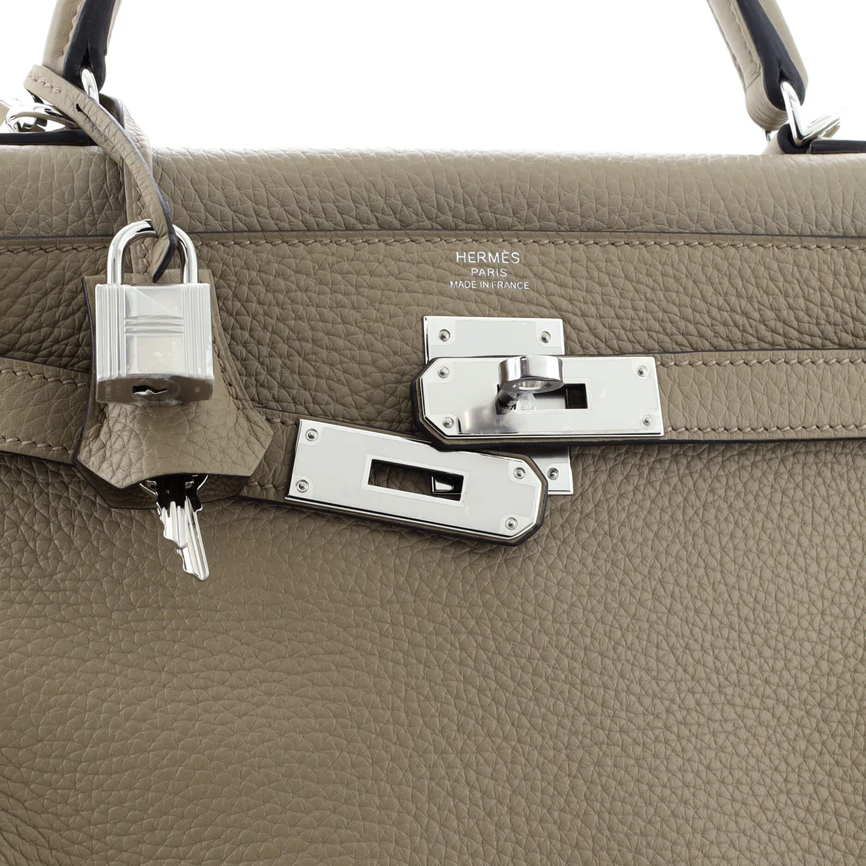 Kelly Handbag Beige Marfa Clemence with Palladium Hardware 28 - Deep Luxury
