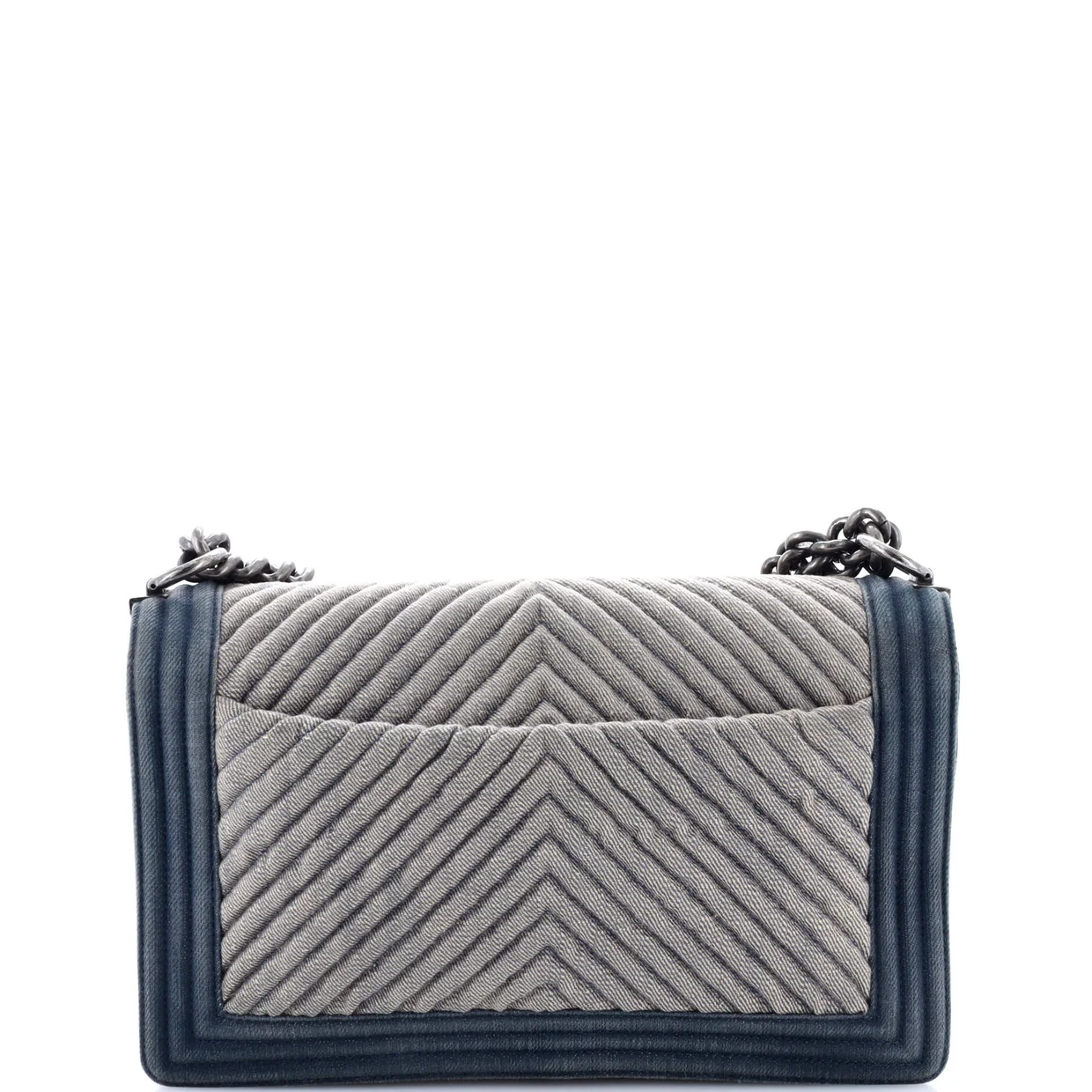 Boy Flap Bag Chevron Denim New Medium - Deep Luxury