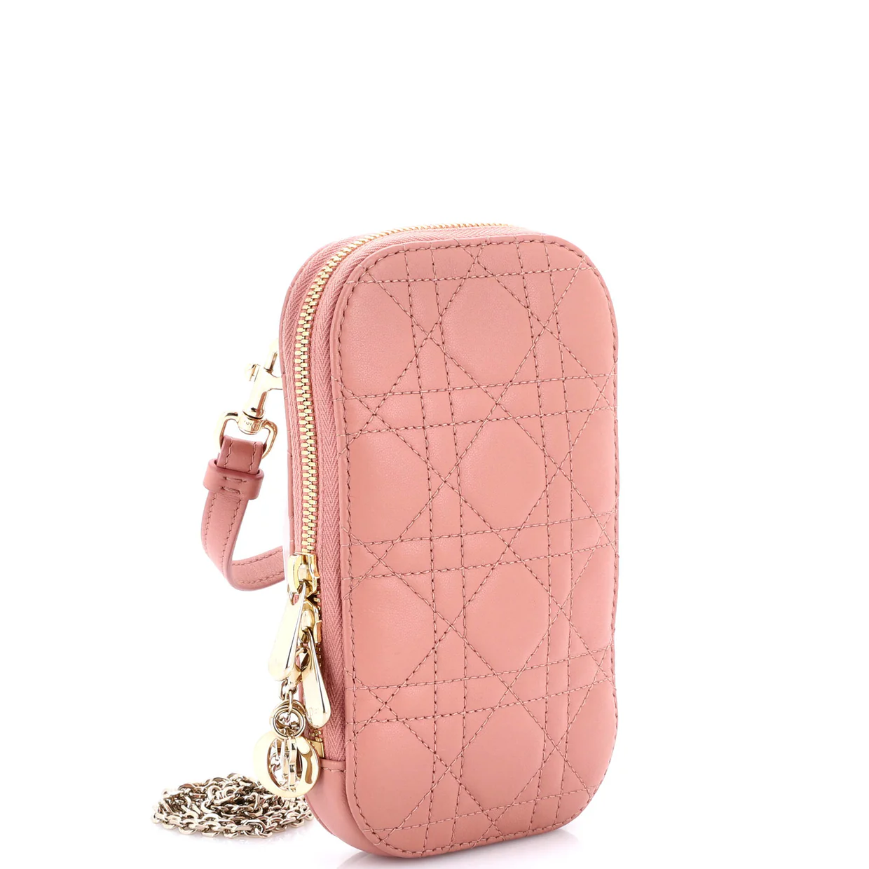 Lady Dior Phone Holder on Chain Cannage Quilt Lambskin - Deep Luxury