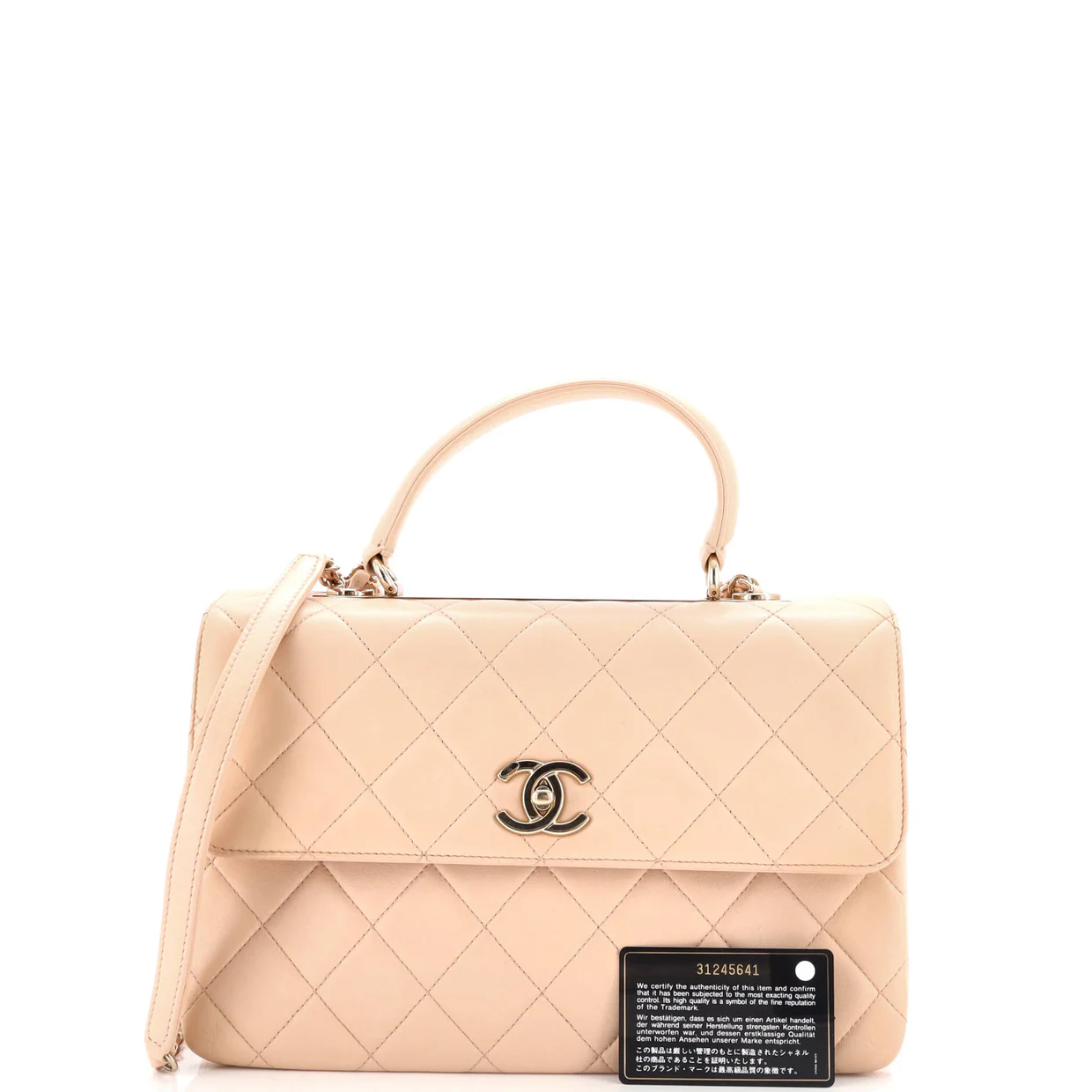 Trendy CC Top Handle Bag Quilted Lambskin Medium - Deep Luxury