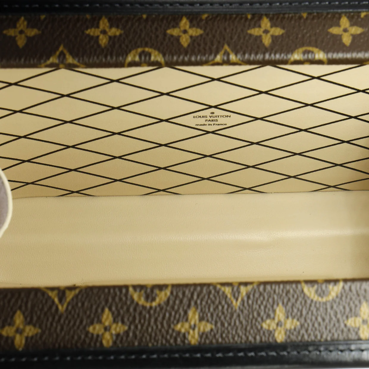 Petite Malle Handbag Studded Taiga Leather and Monogram Canvas - Deep Luxury