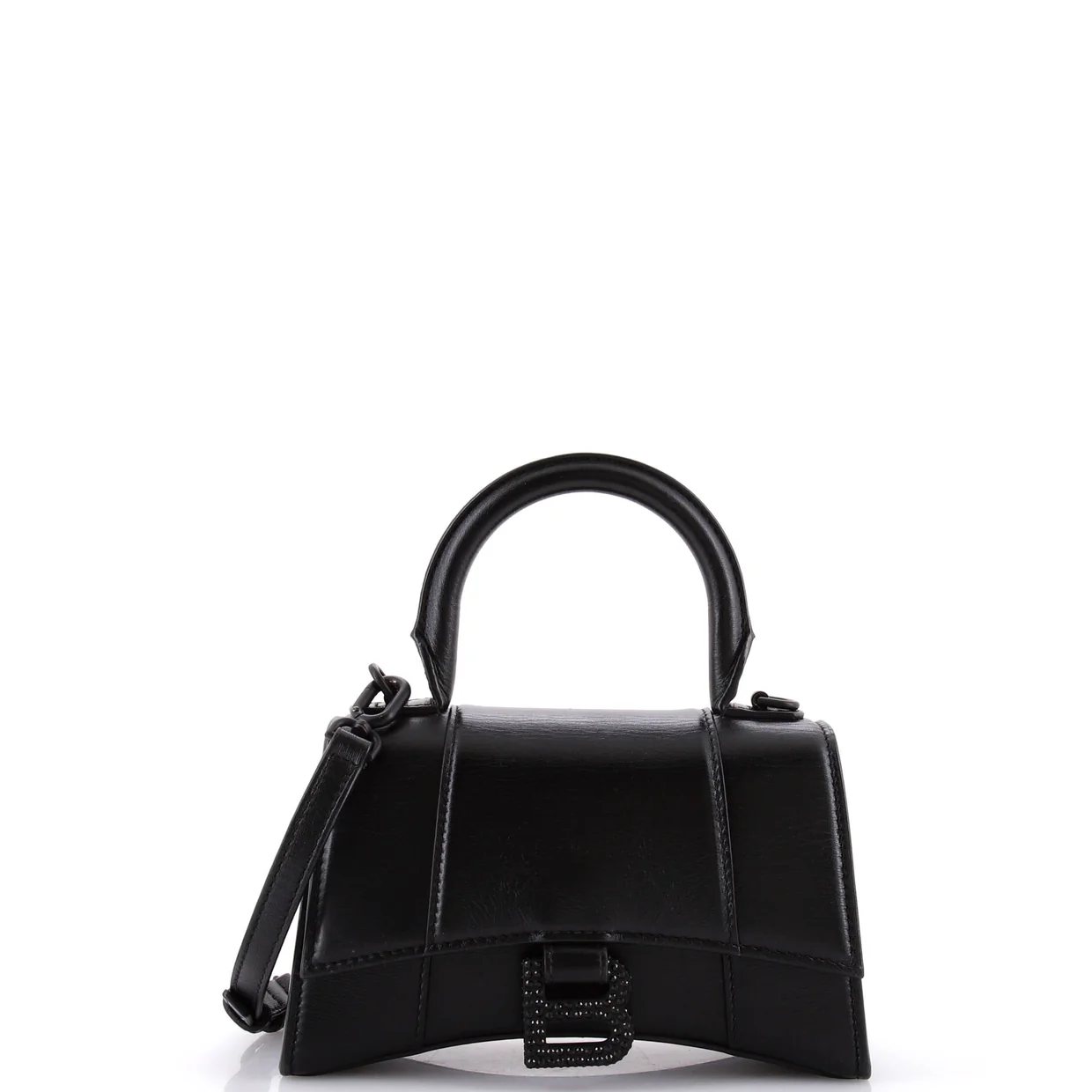 Hourglass Top Handle Bag Leather with Crystals XS - Deep Luxury