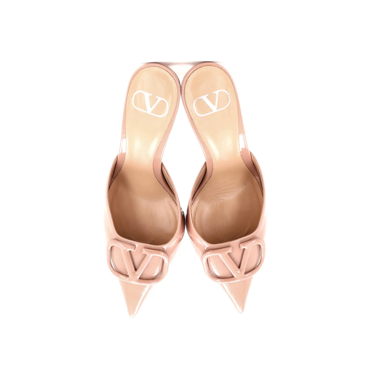 Women's VLogo Heeled Mules Patent 80 - Deep Luxury