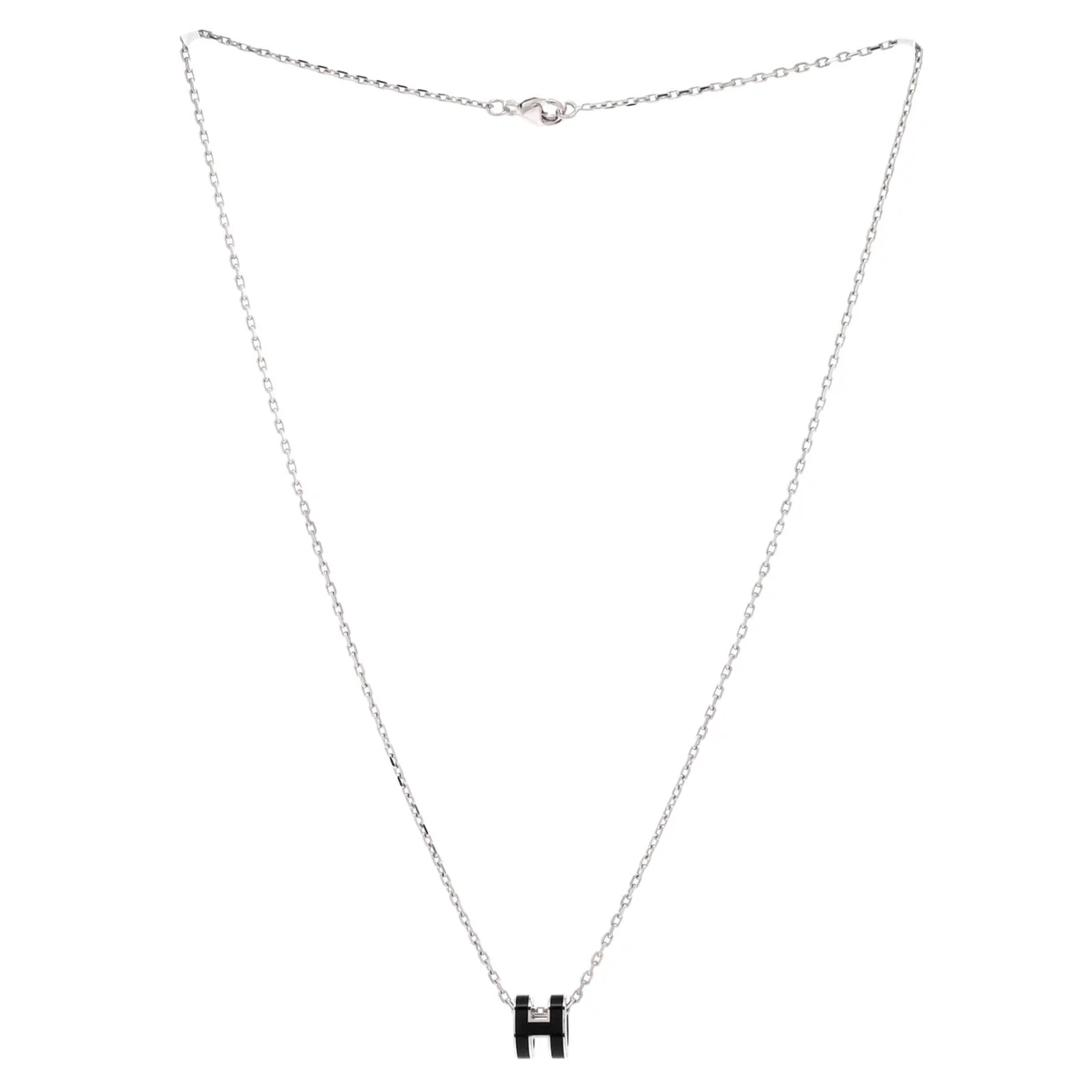 Pop H Pendant Chain Necklace Metal and Enamel Mini - Deep Luxury