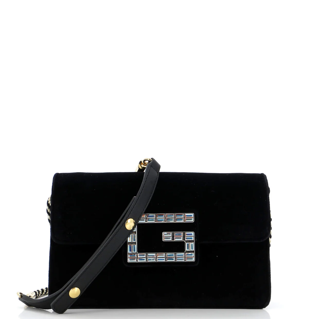 G Broadway Shoulder Bag Velvet with Crystals Small - Deep Luxury