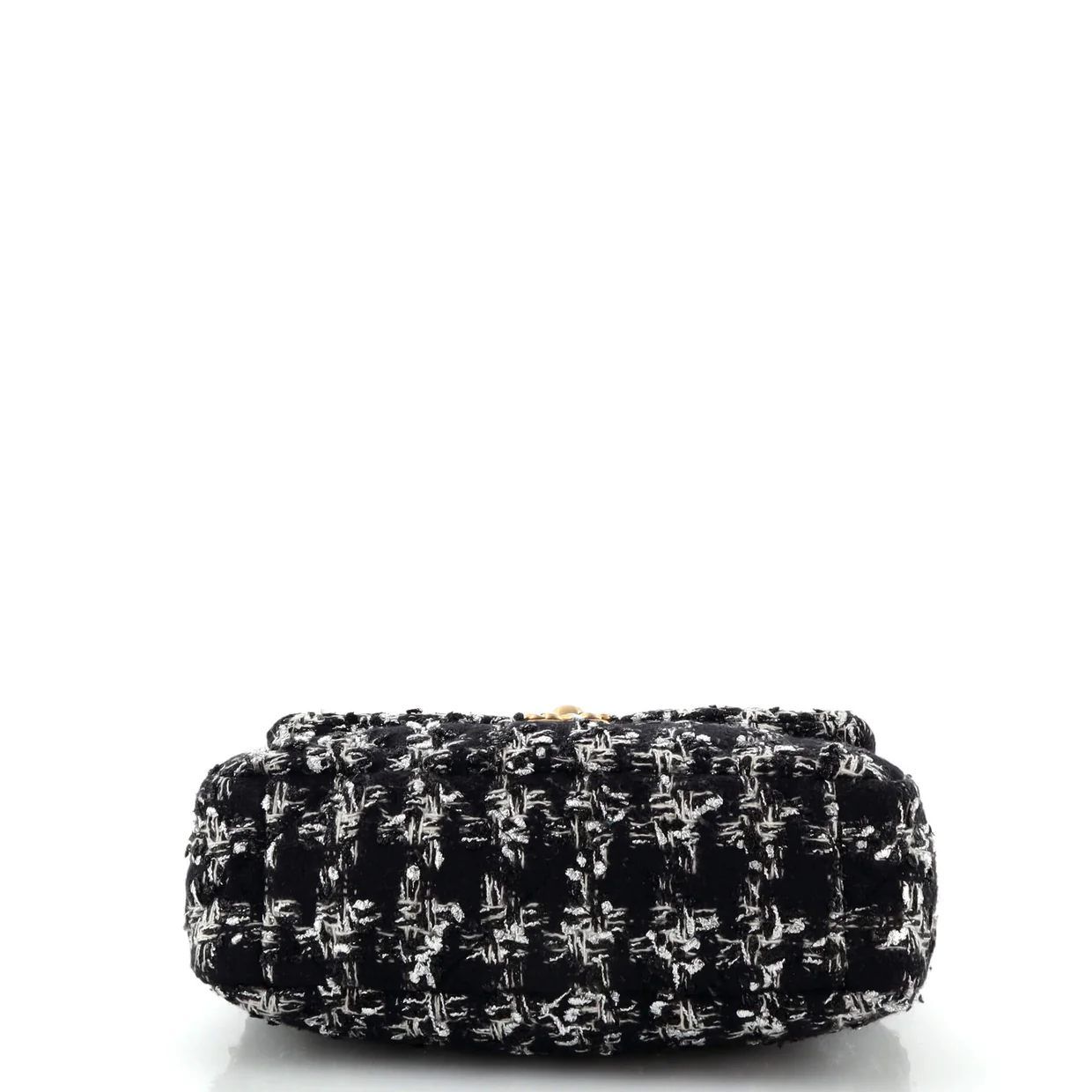 19 Flap Bag Quilted Houndstooth Tweed and Ribbon Medium - Deep Luxury