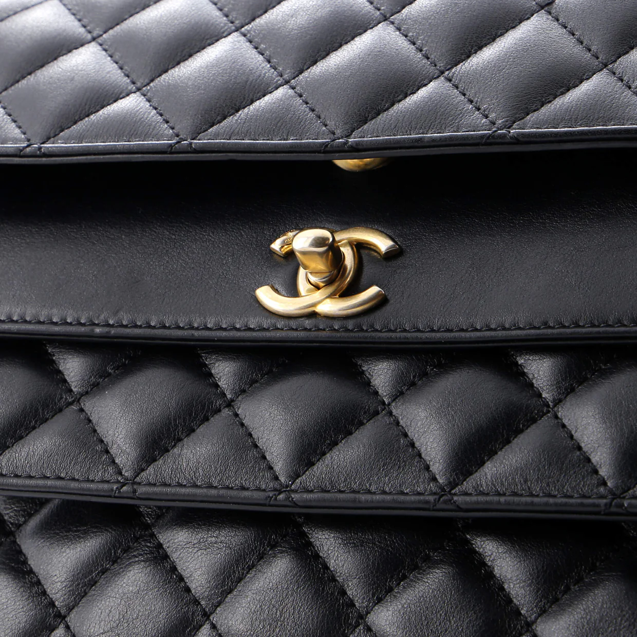 Triple Flap Bag Quilted Calfskin Medium - Deep Luxury