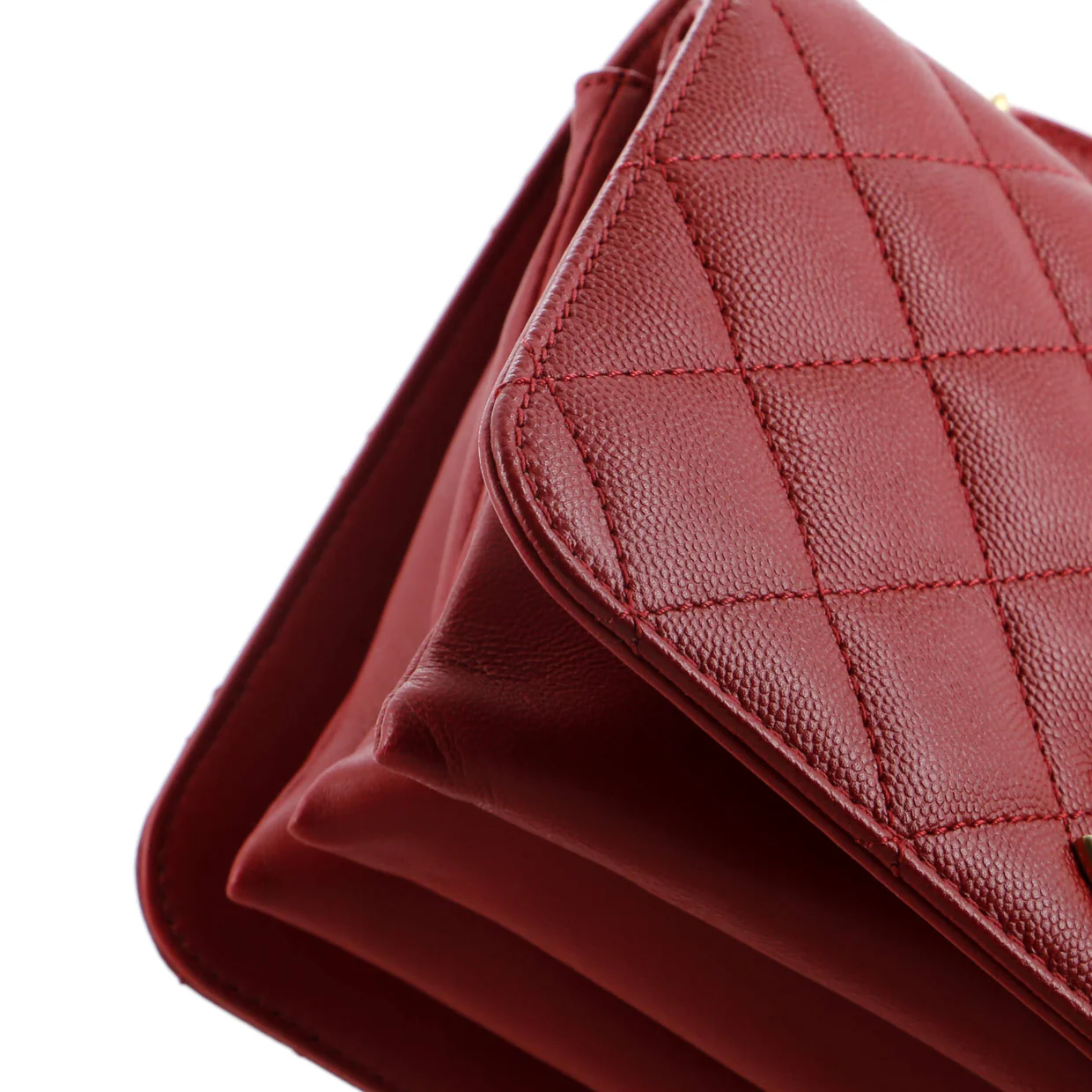 CC Top Handle Chain Full Flap Bag Quilted Caviar Small - Deep Luxury