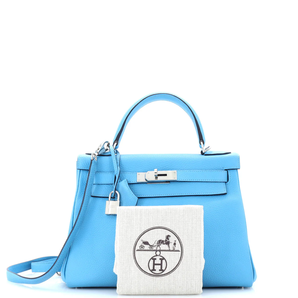 Kelly Handbag Bleu Du Nord Clemence with Palladium Hardware 28 - Deep Luxury