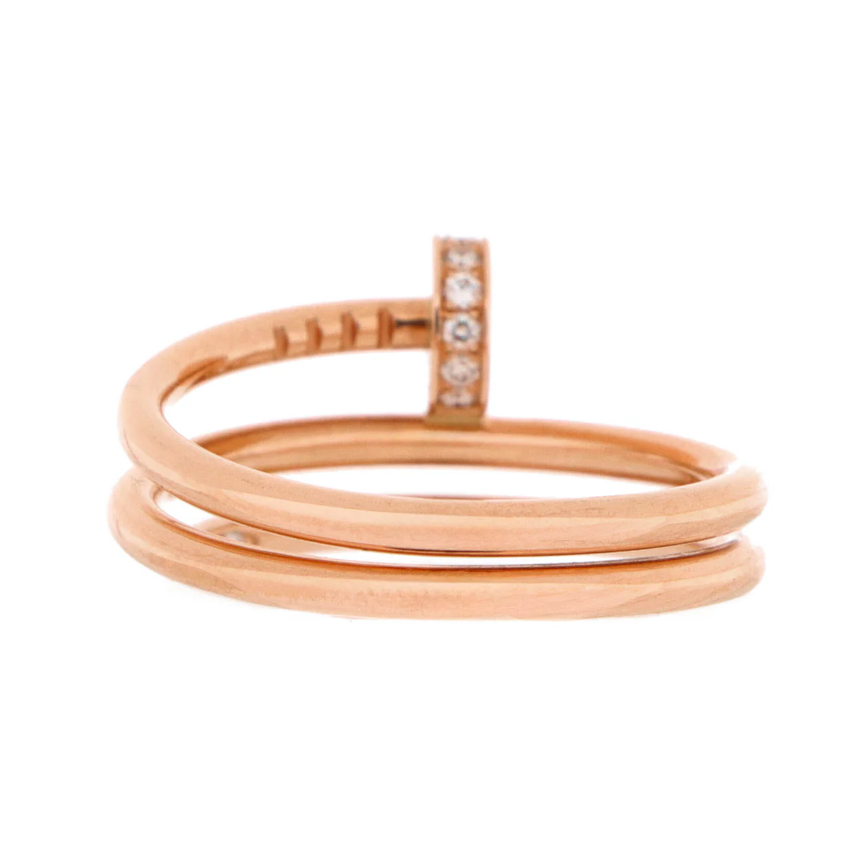 Juste un Clou Double Ring 18K Rose Gold and Diamonds Small - Deep Luxury