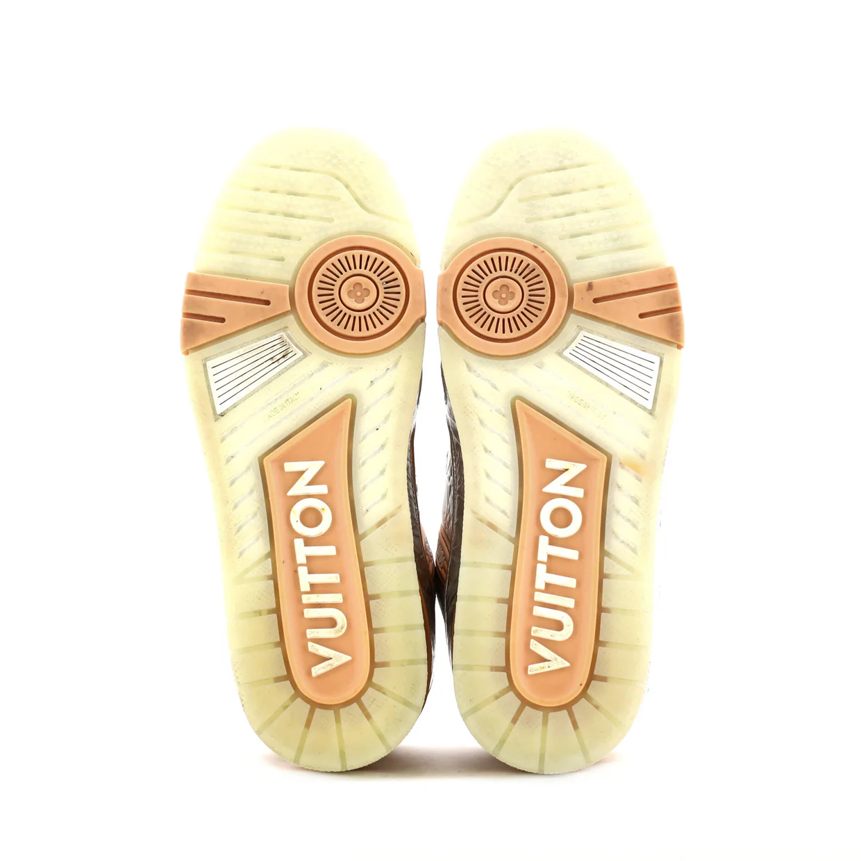 Men's LV Trainer Sneakers Monogram Embossed Metallic Leather - Deep Luxury