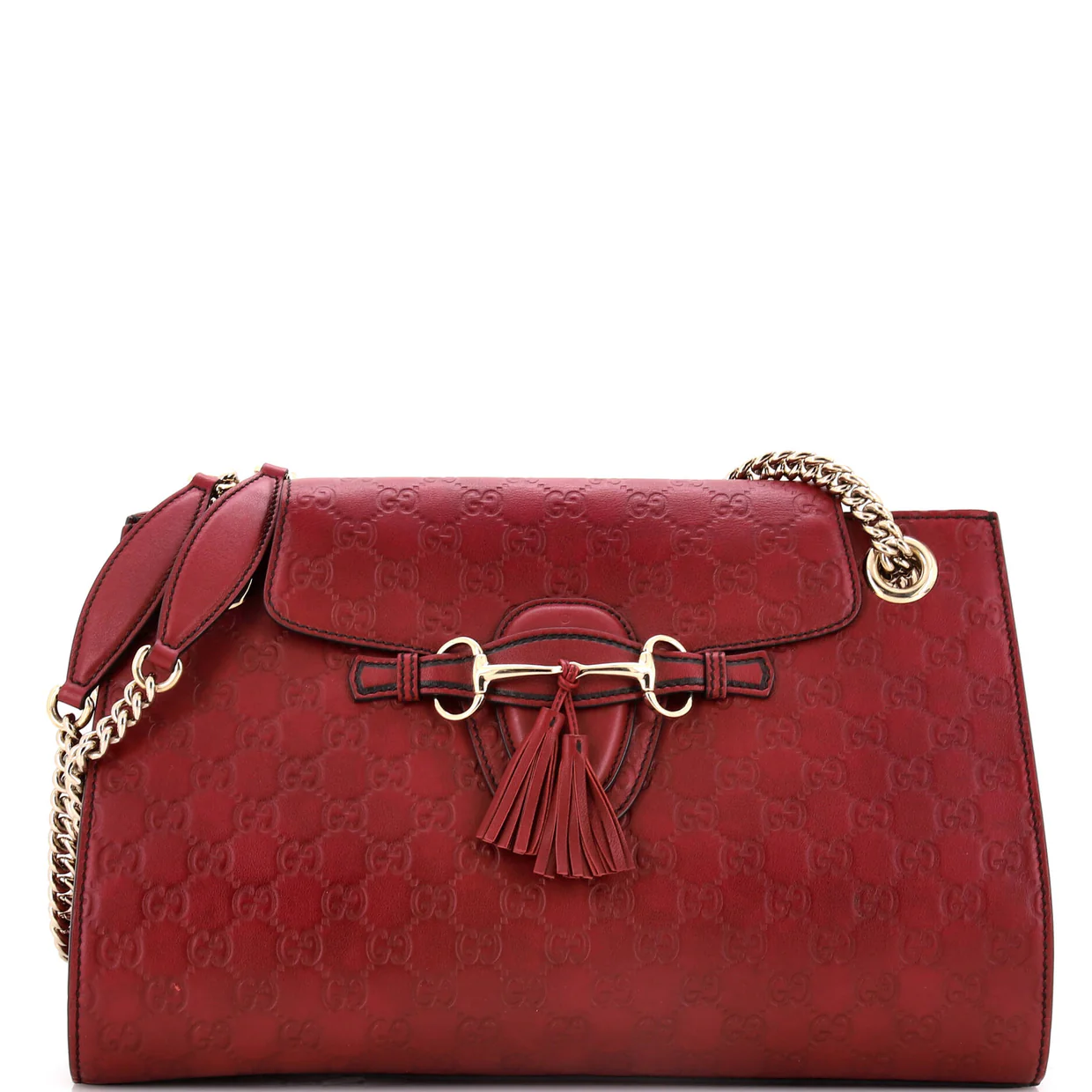 Emily Chain Flap Shoulder Bag Guccissima Leather Large - Deep Luxury