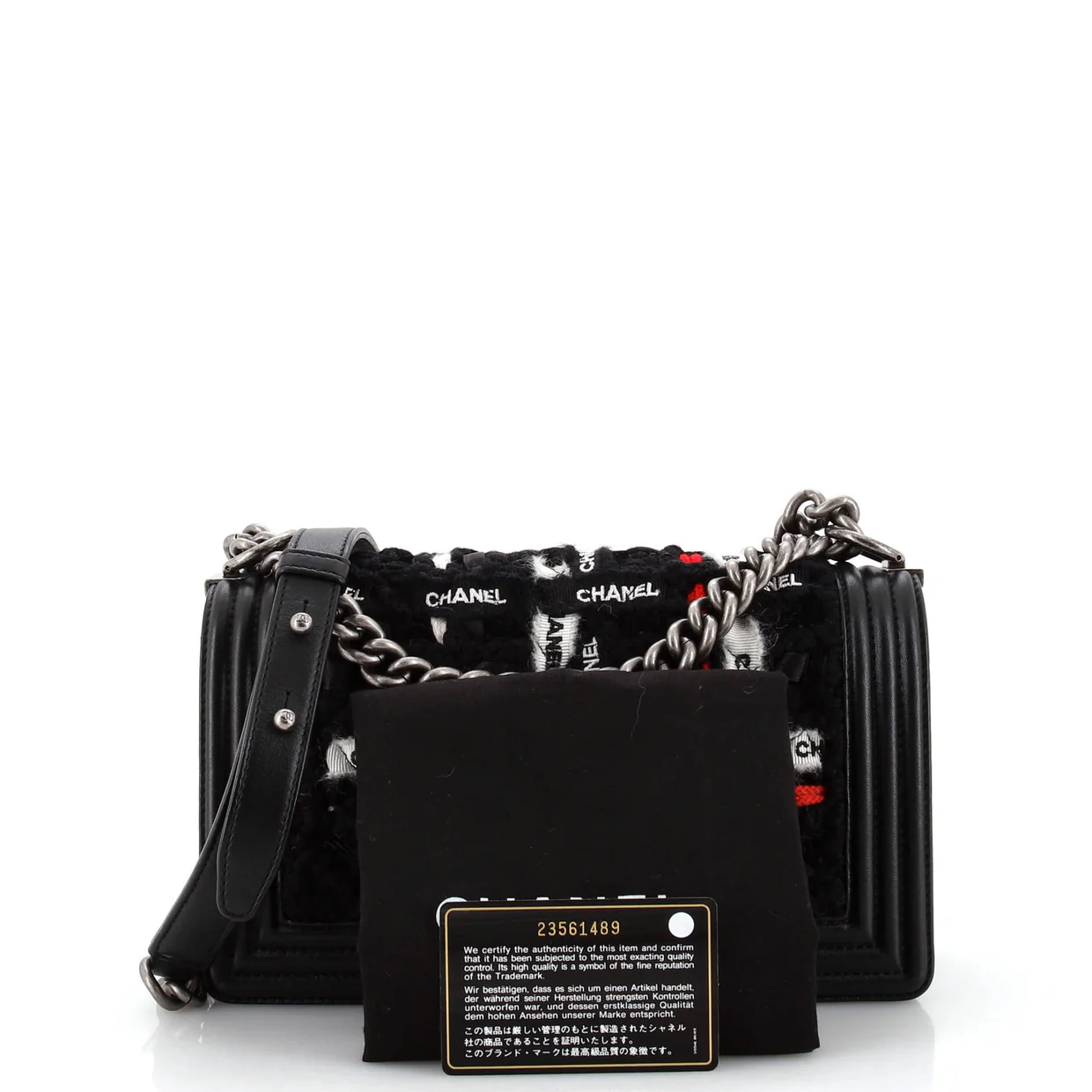 Boy Flap Bag Quilted Logo Ribbon and Tweed Old Medium - Deep Luxury