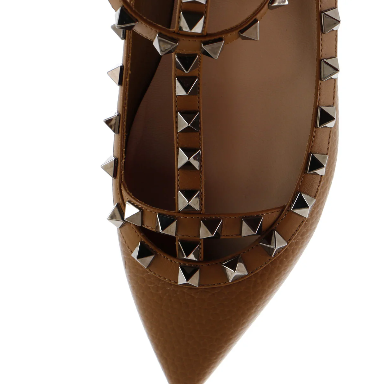 Women's Rockstud Caged Ballerina Flats Leather - Deep Luxury
